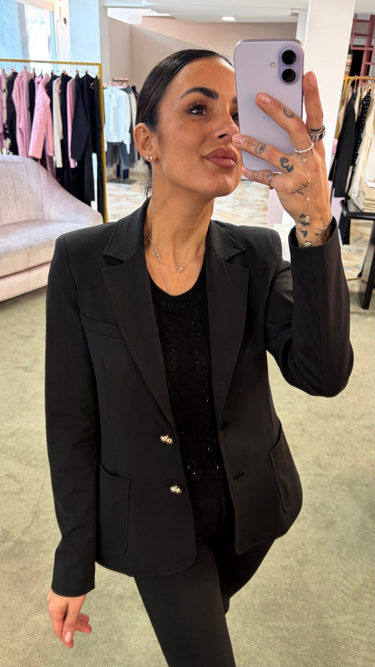 Maglia nera manica corta a trecce crystal fr