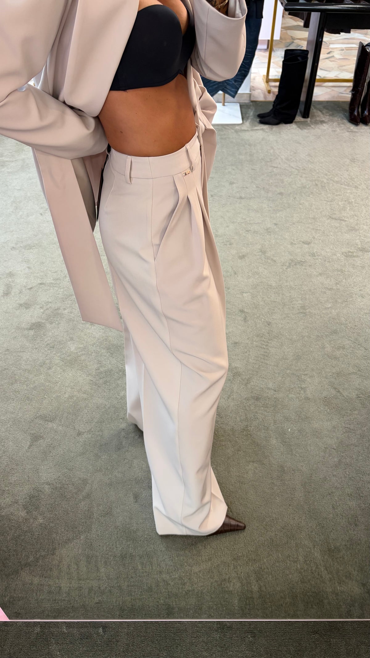 Pantaloni ghiaccio wide leg con pences fr