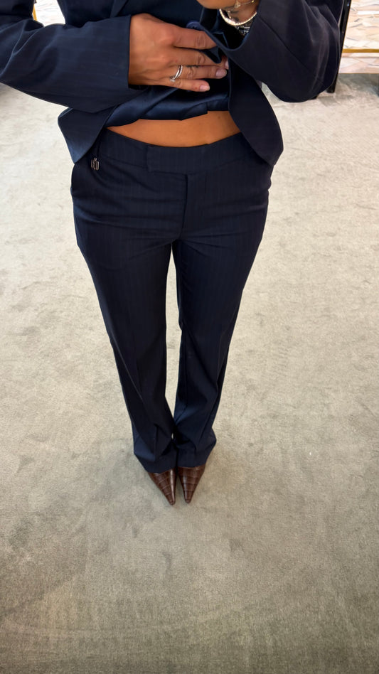 Pantaloni blu gessati cigarette fr