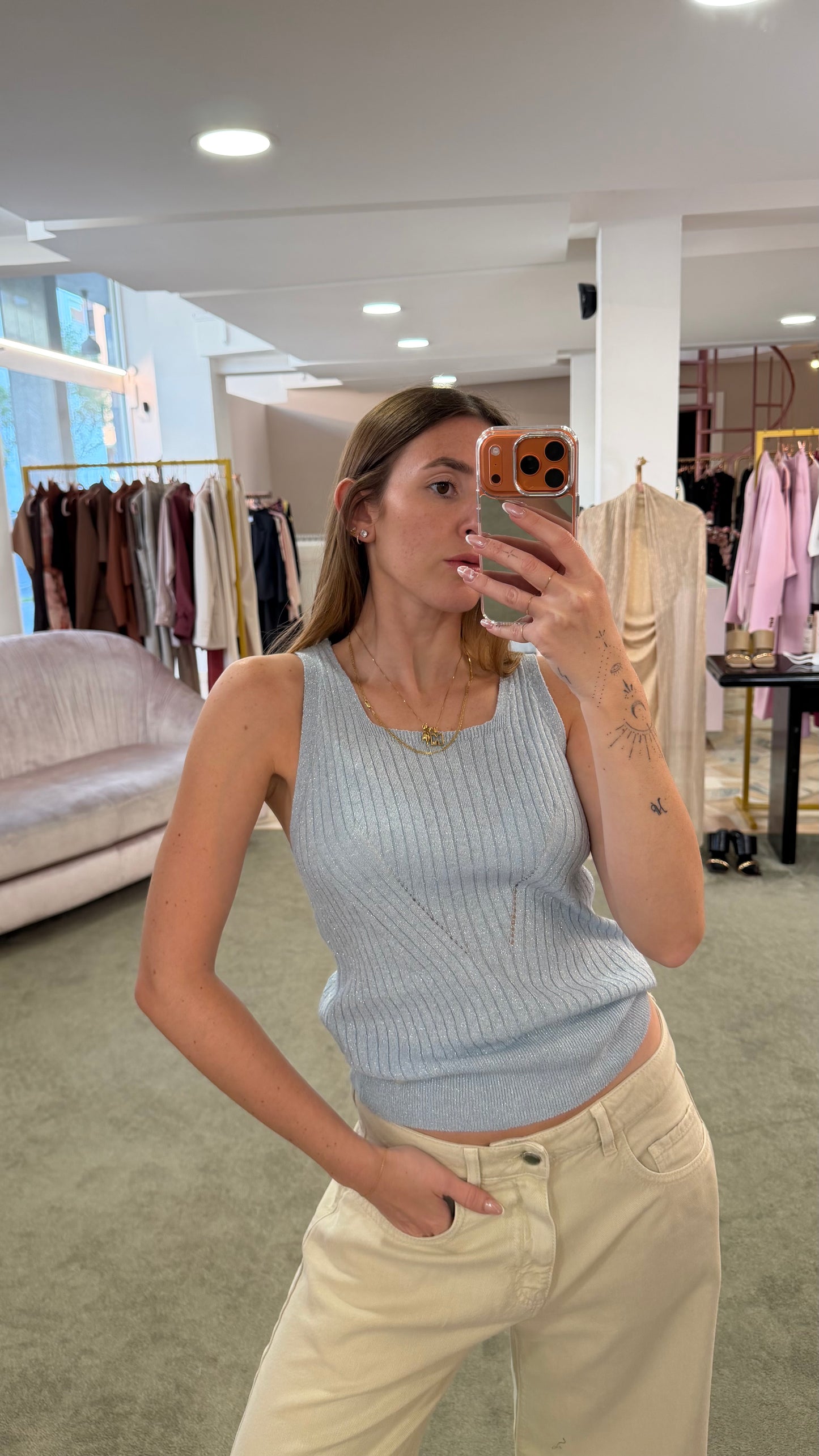 Canotta azzurra lurex glp