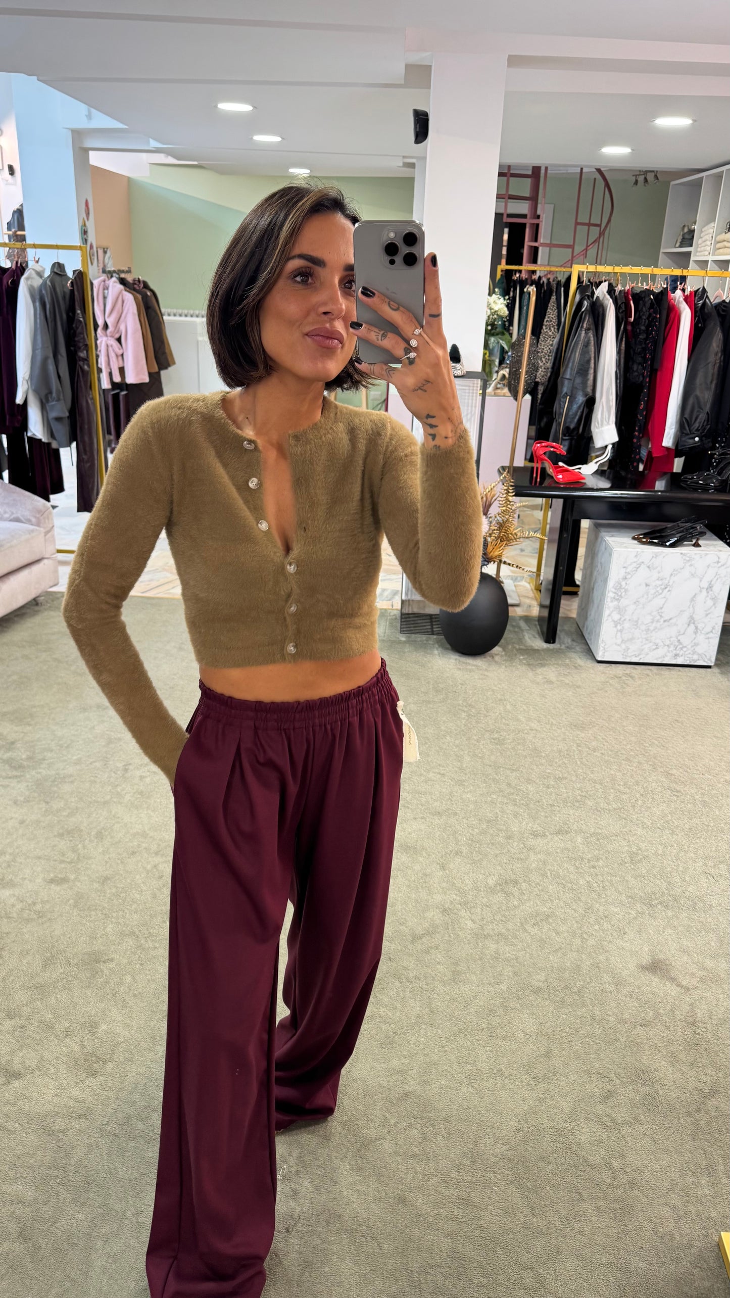 Cardigan teddy cammello crop gl