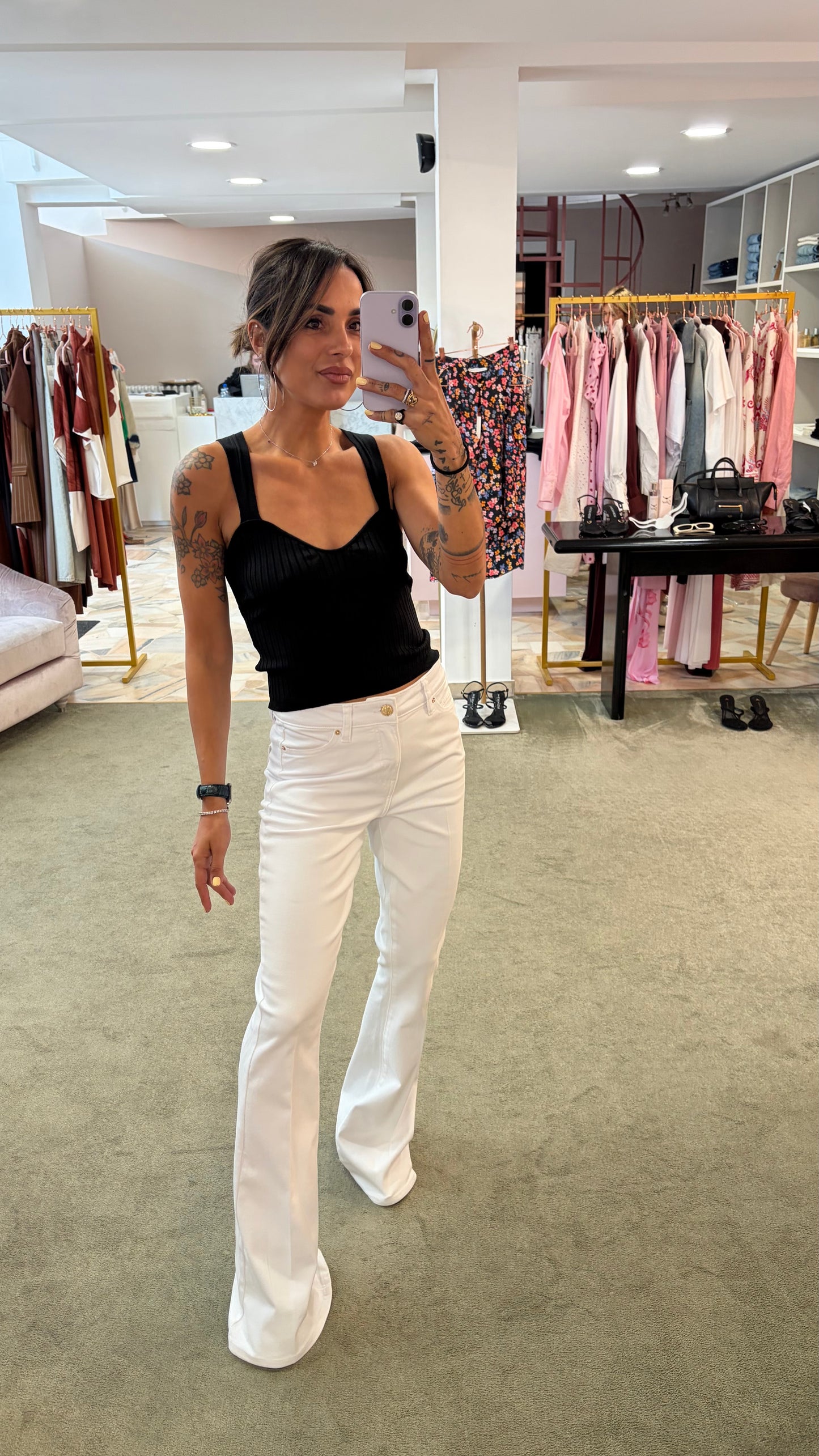 Jeans a zampa bianco elasticizzato fr pe26