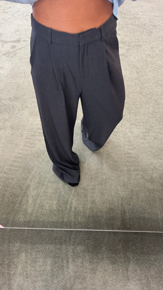 Pantaloni grigio scuro venus con pences wide leg sy