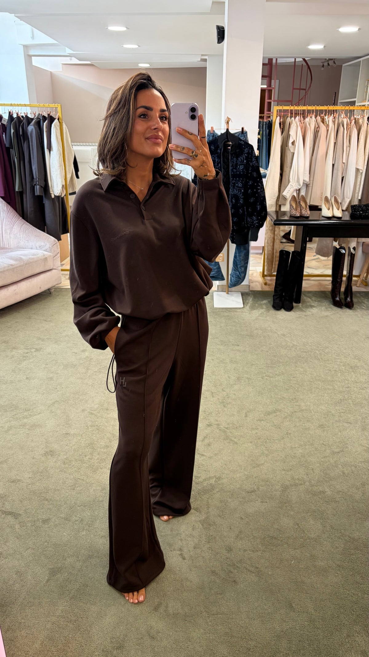 Pantaloni tuta marroni wide leg Hinnominate