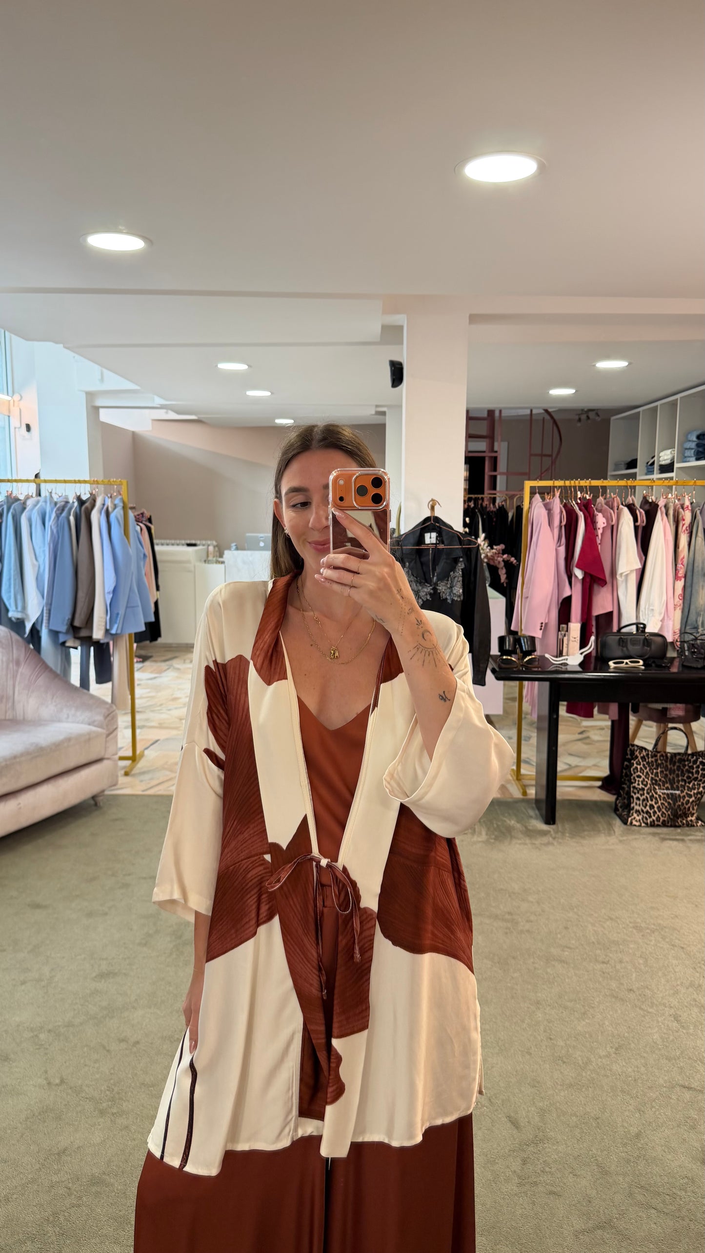Canotta mattone in satin ay