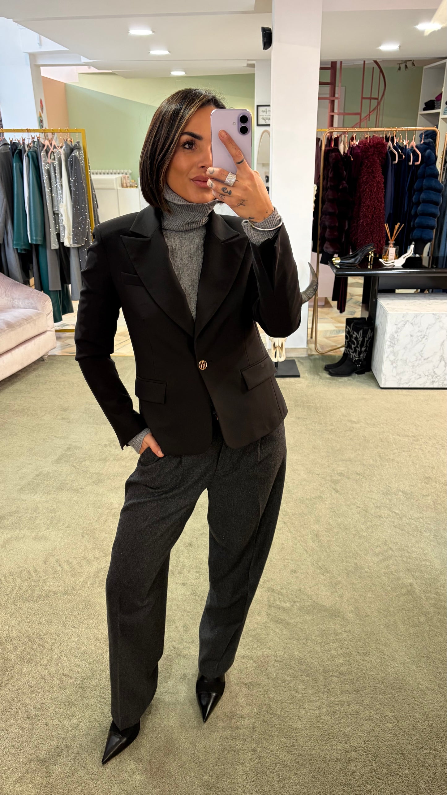 Blazer nero slim corto  fr