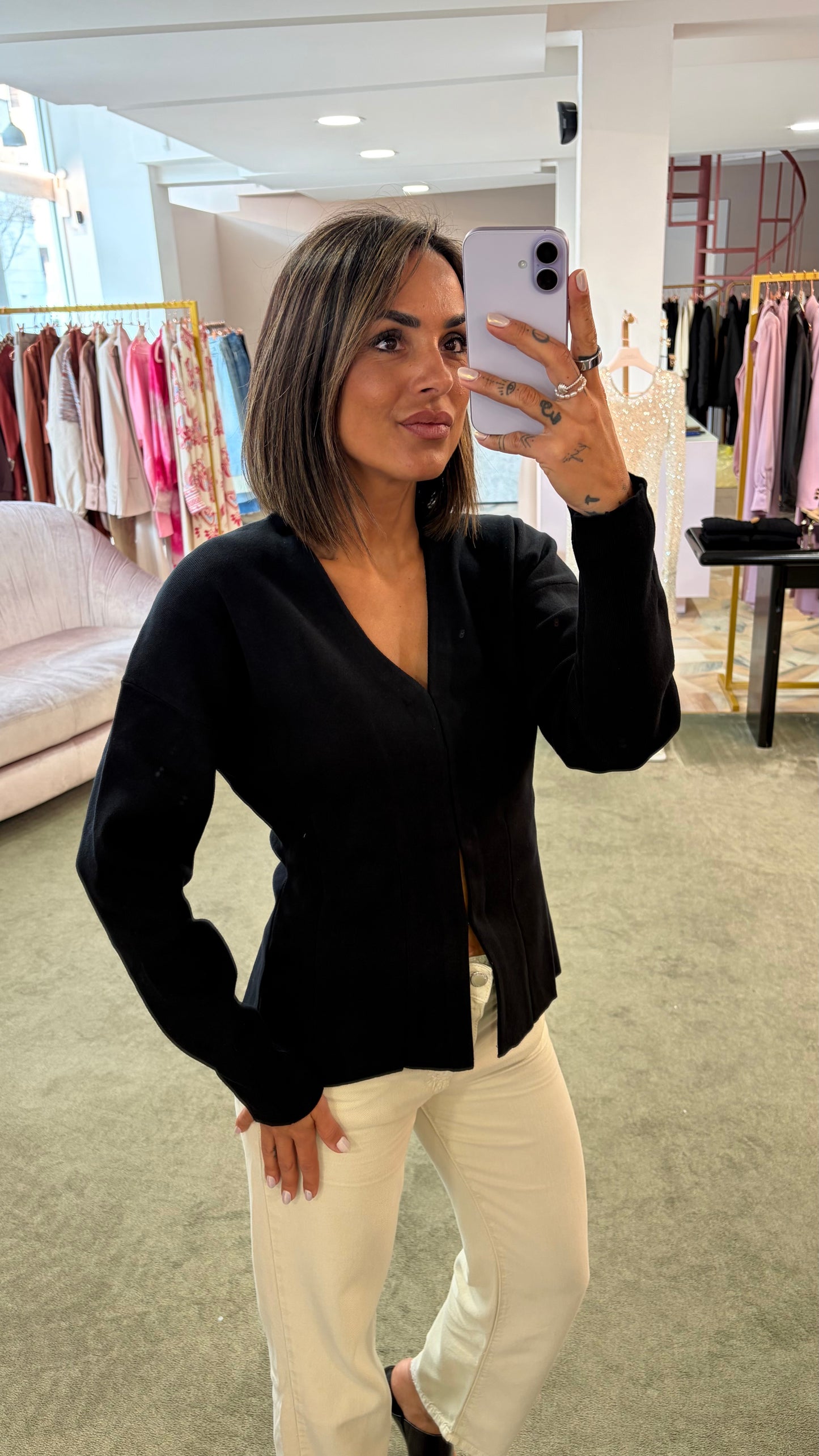 Cardigan giacca nera sciancrata sl