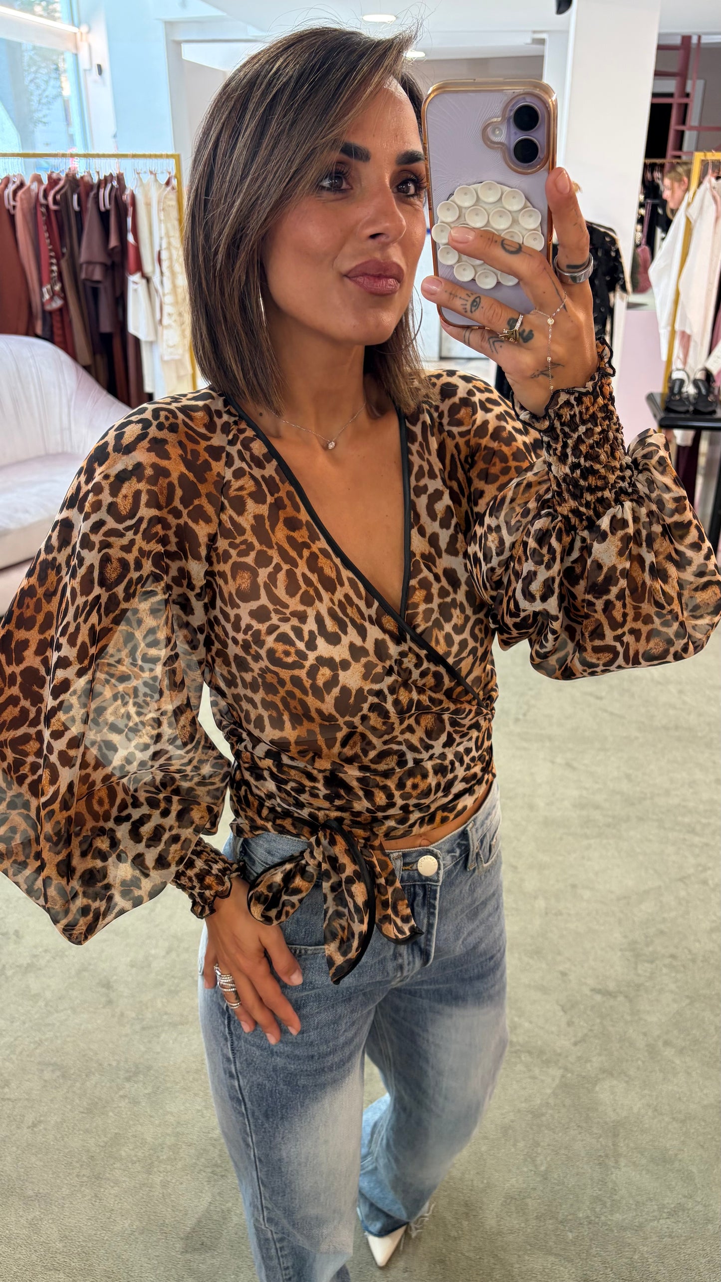 Camicia leopardata con fusciacca mq