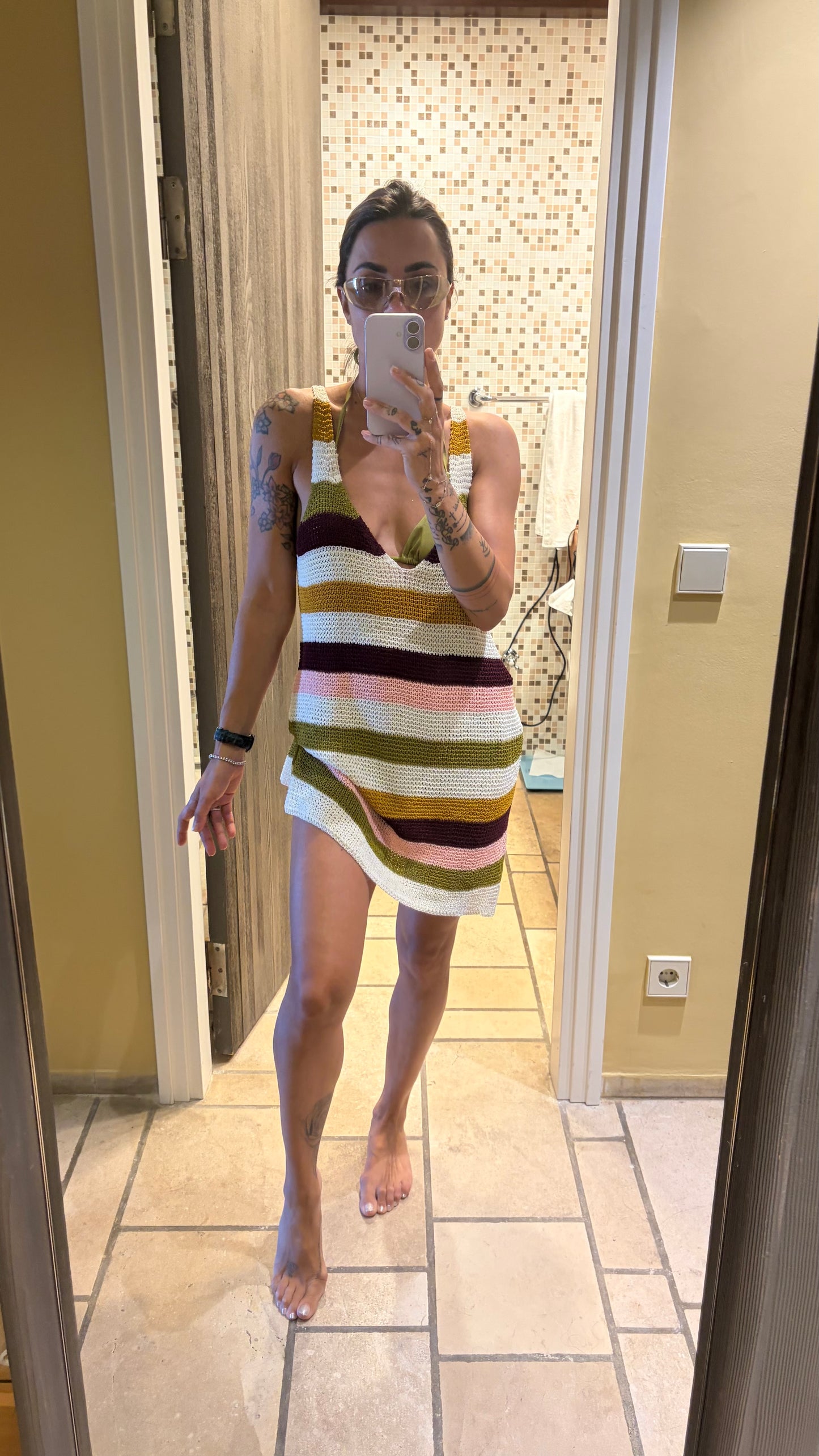 Abito multicolor a righe in maglia Me Fui
