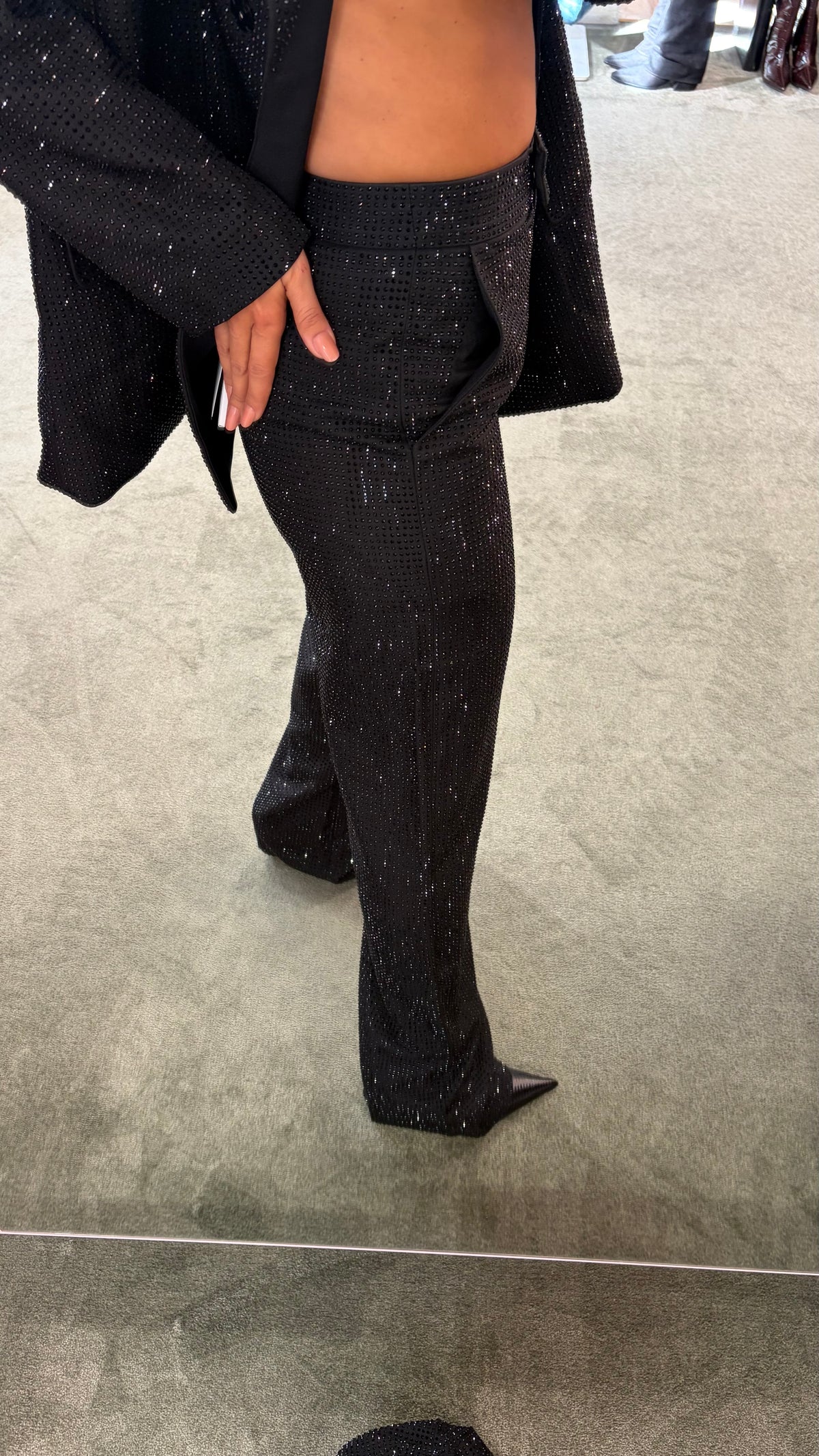 Pantaloni neri con cristalli tw