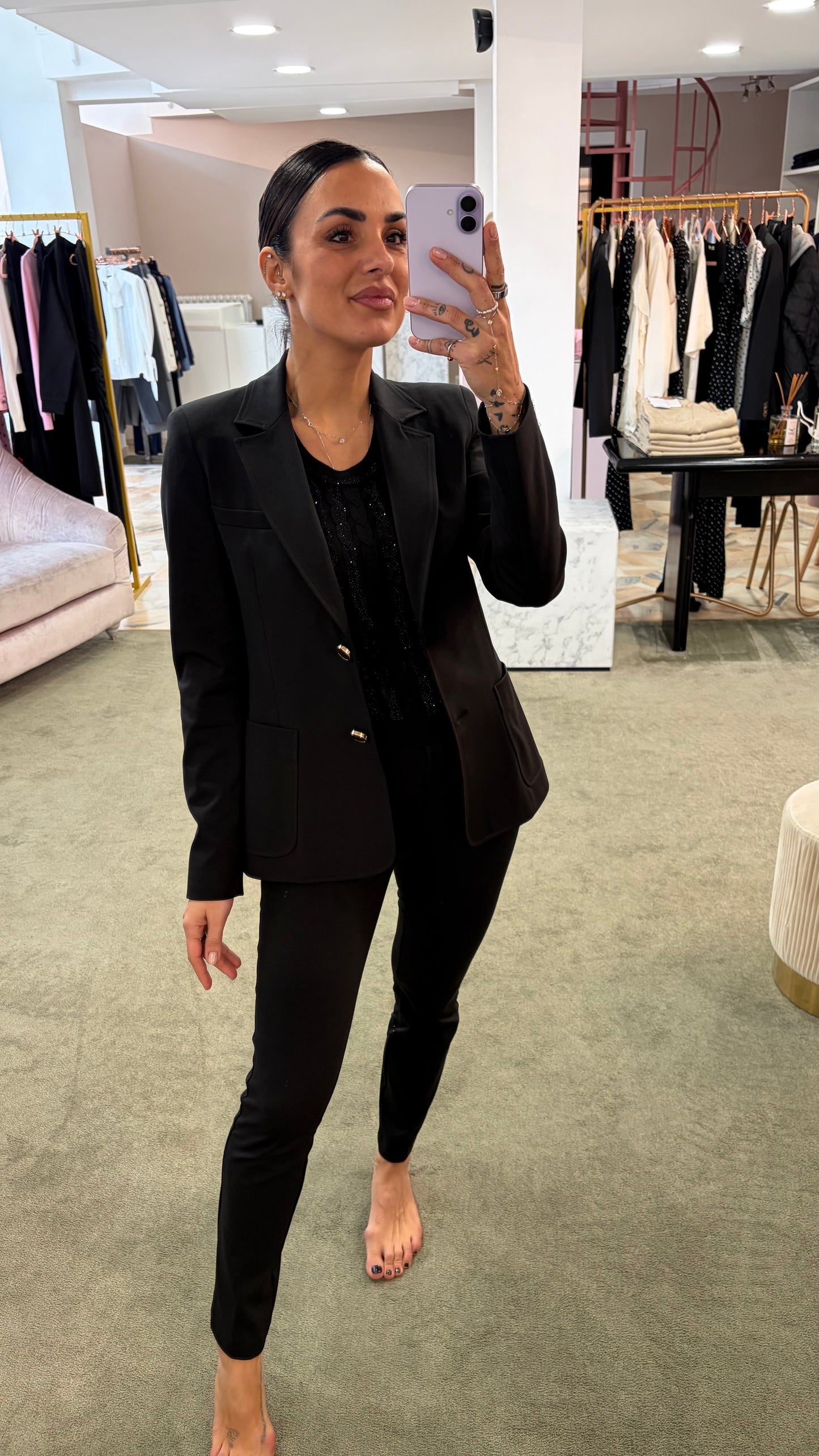 Pantaloni neri sigaretta punto milano fr pe26