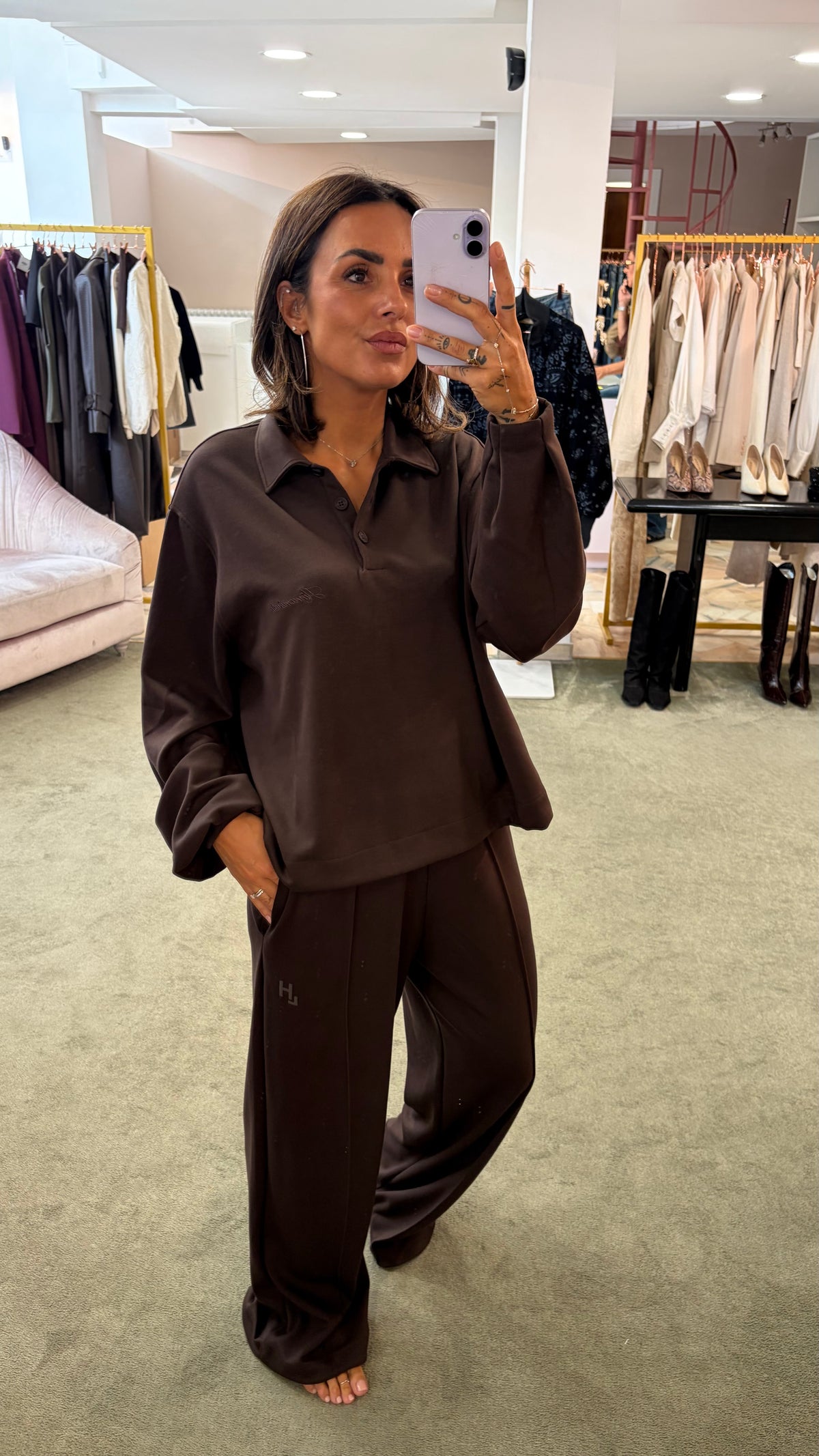 Pantaloni tuta marroni wide leg Hinnominate