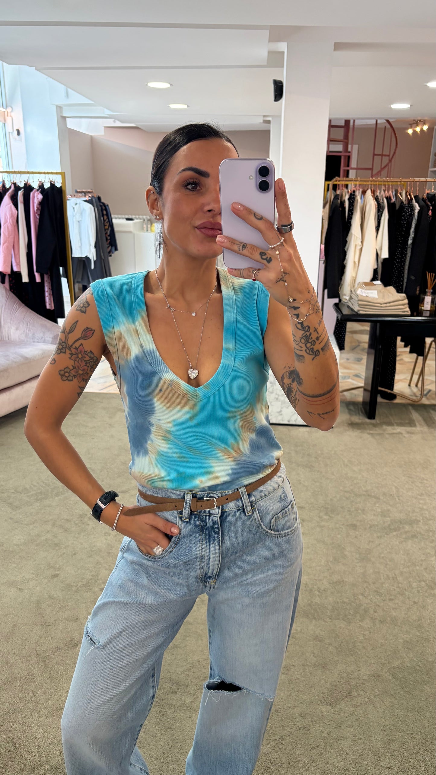 Canotta azzurra tie-dye Don't@Me