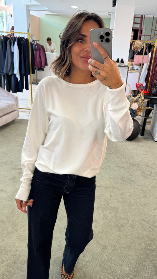 Maglione panna girocollo over sy