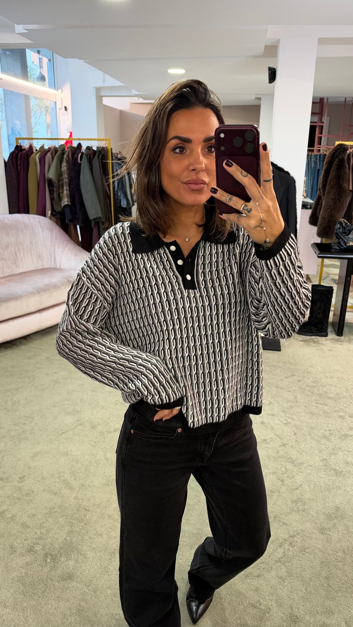 Polo fantasia bianca e nera bj
