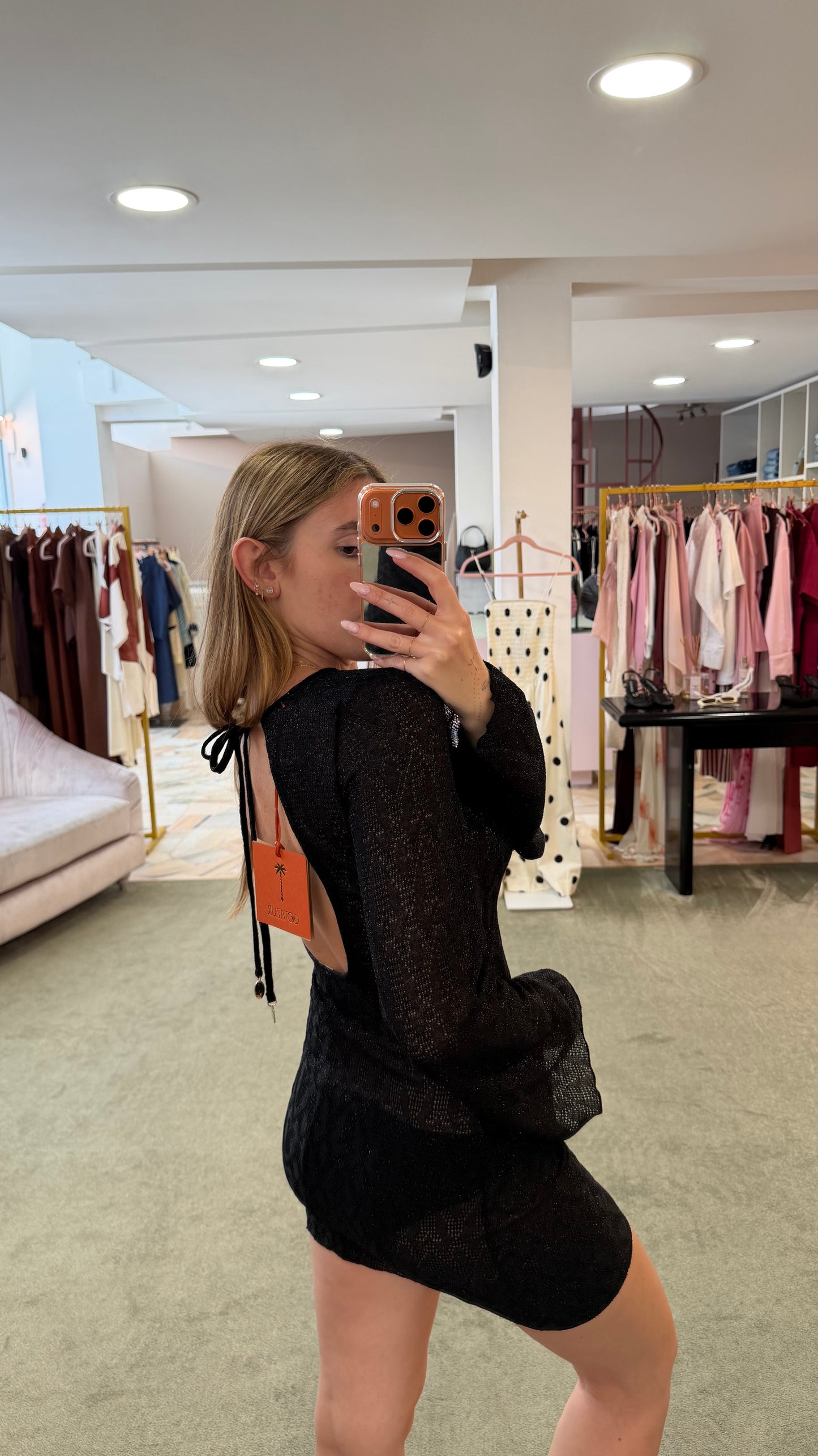 Abito corto nero lurex in maglia Cotazur
