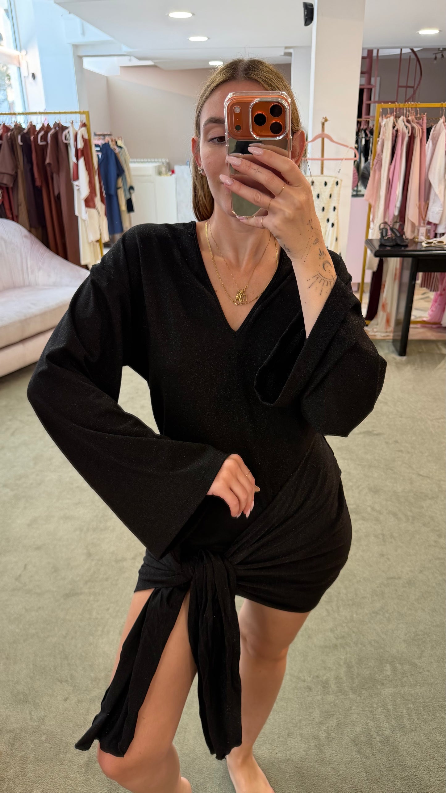Abito nero lurex con fusciacca Cotazur