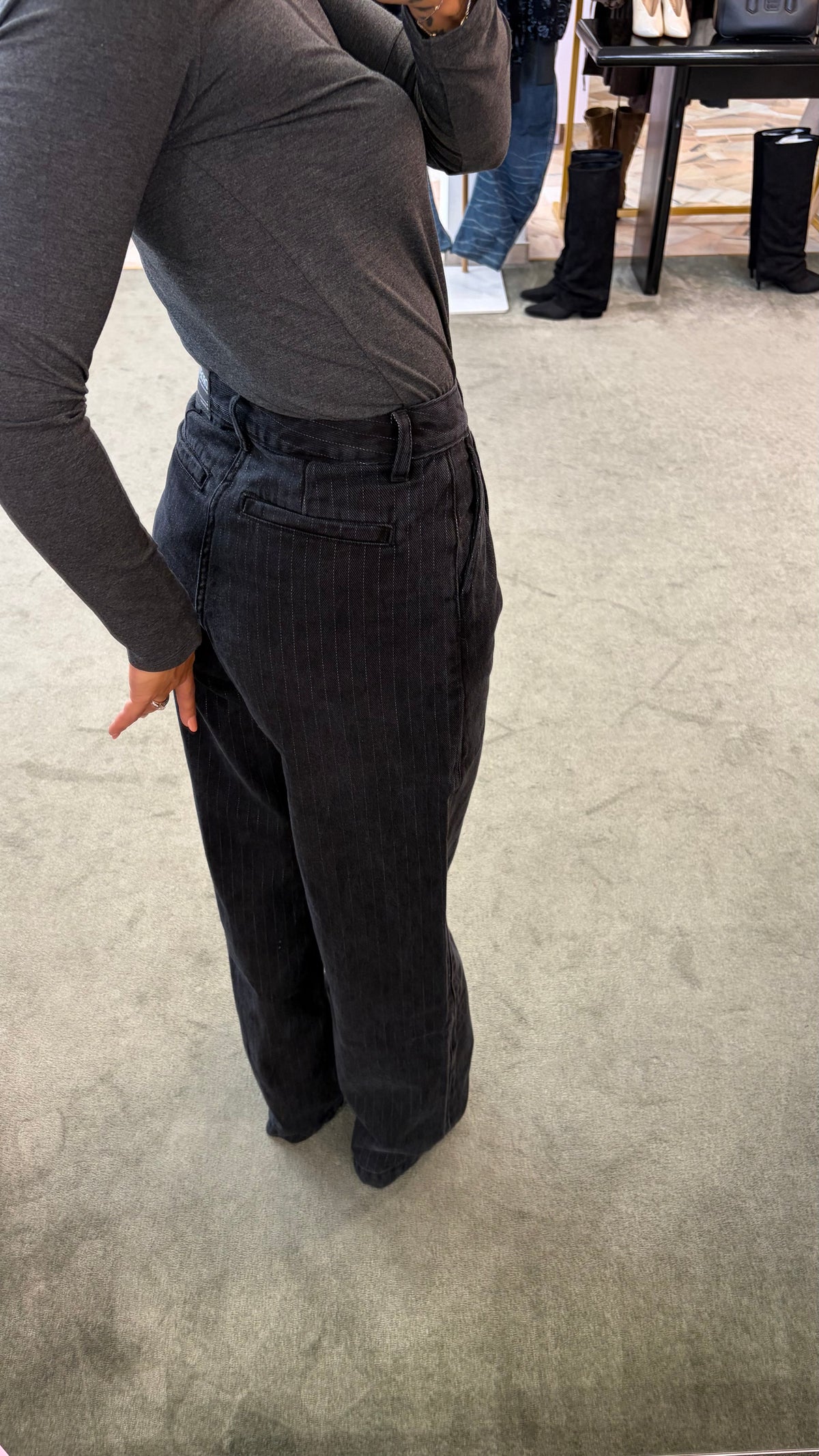 Jeans rhue Dr.Denim wide nero gessato