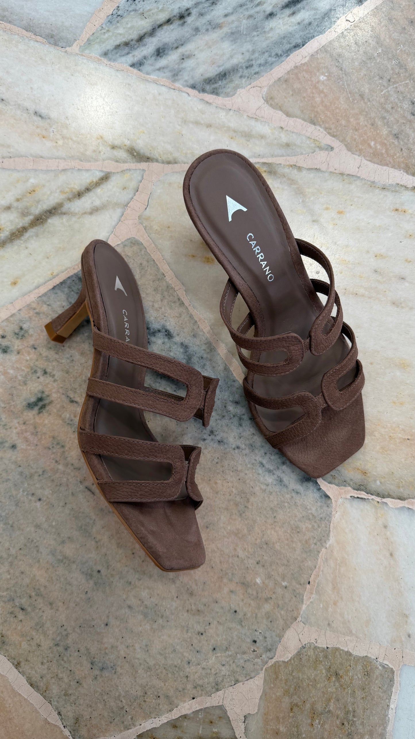 Sandalo marrone in nabuk doppia fascia cr