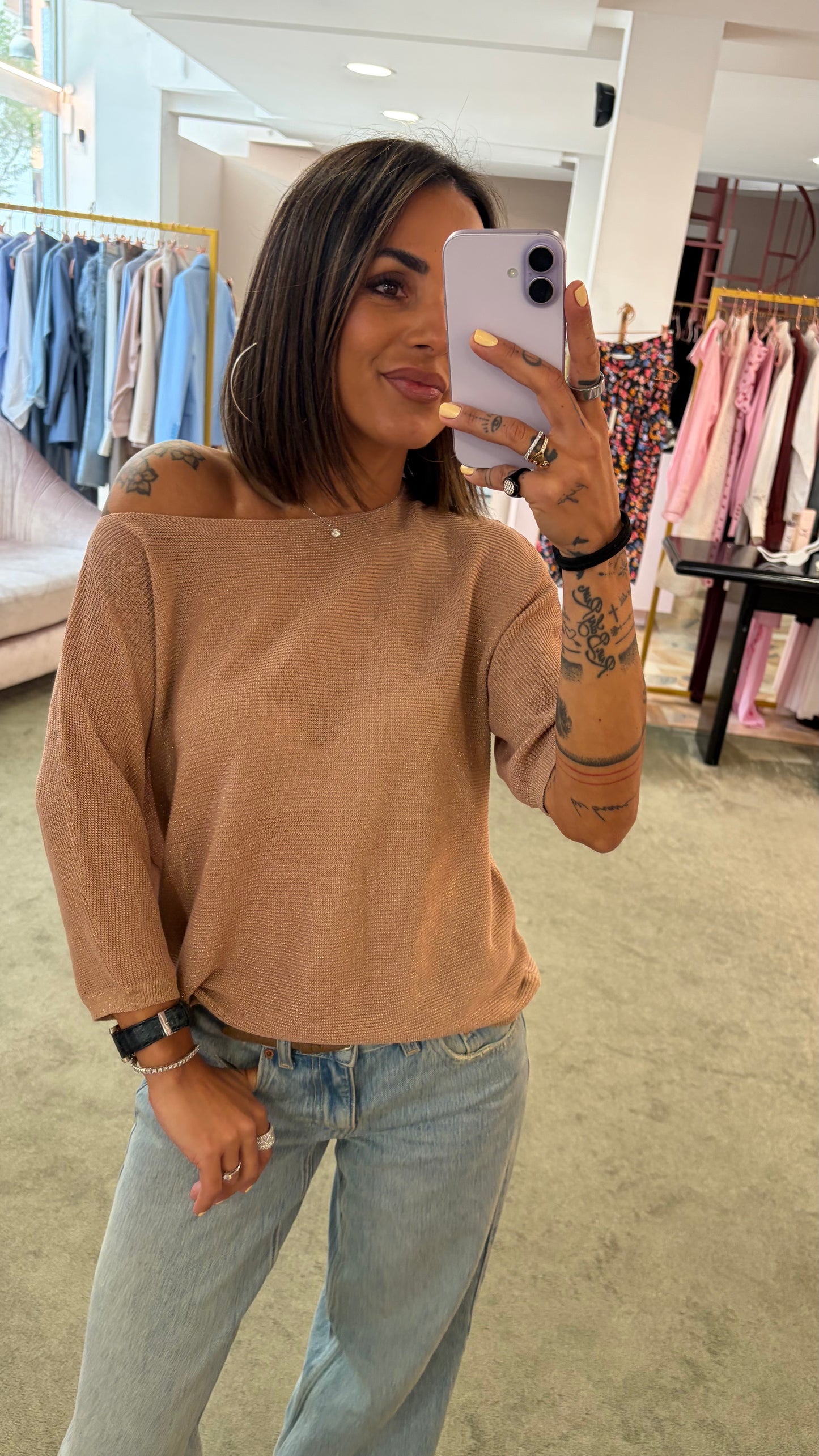 Maglia rose gold in lurex morbida bj
