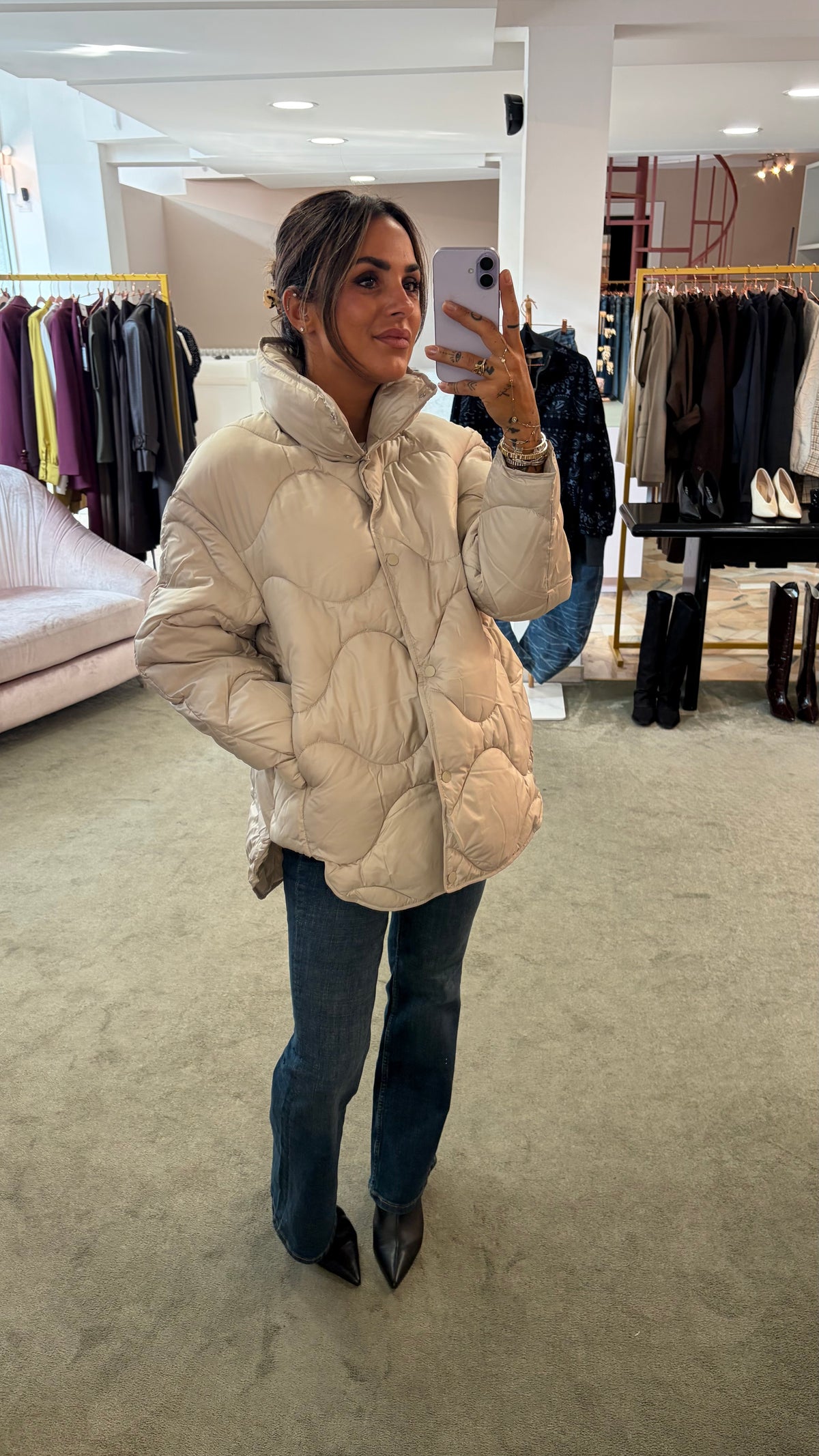Piumino stella beige trapuntato jx