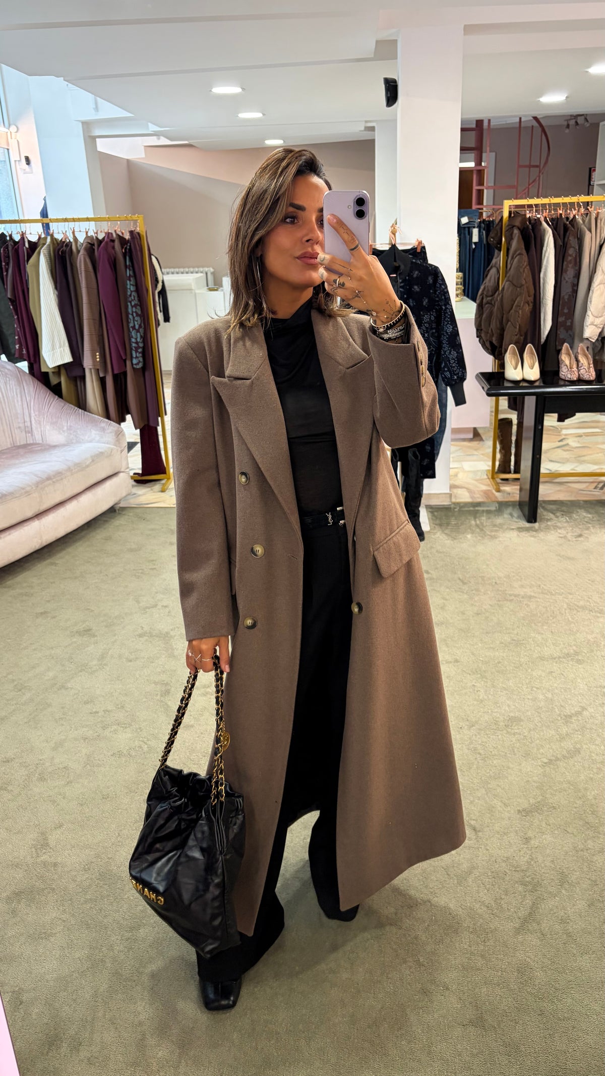 Cappotto lungo tortora doppiopetto Actualee