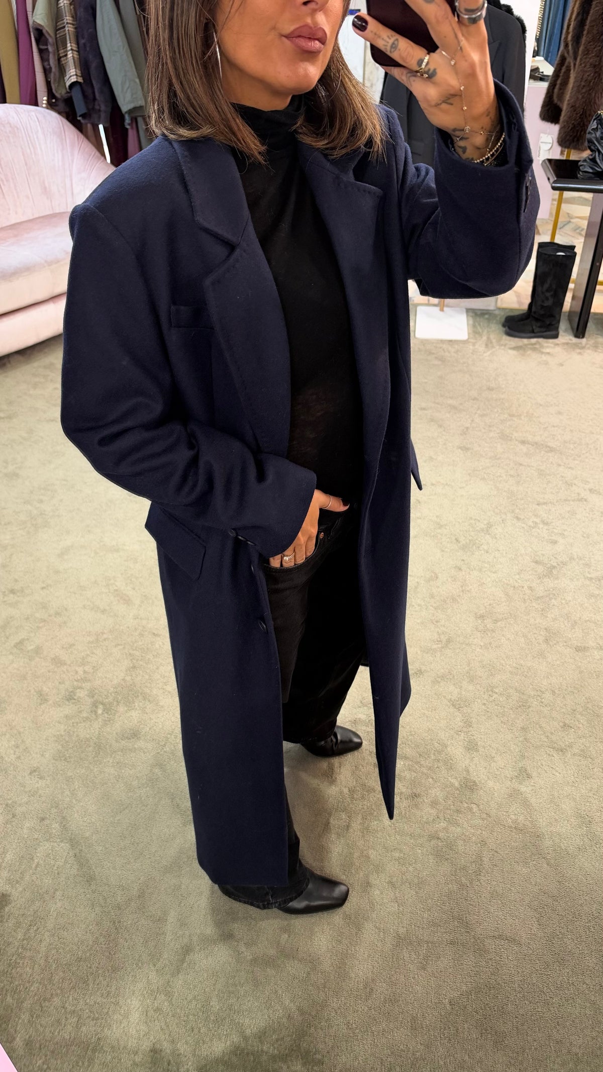 Cappotto blu notte monopetto over Mar de Margaritas