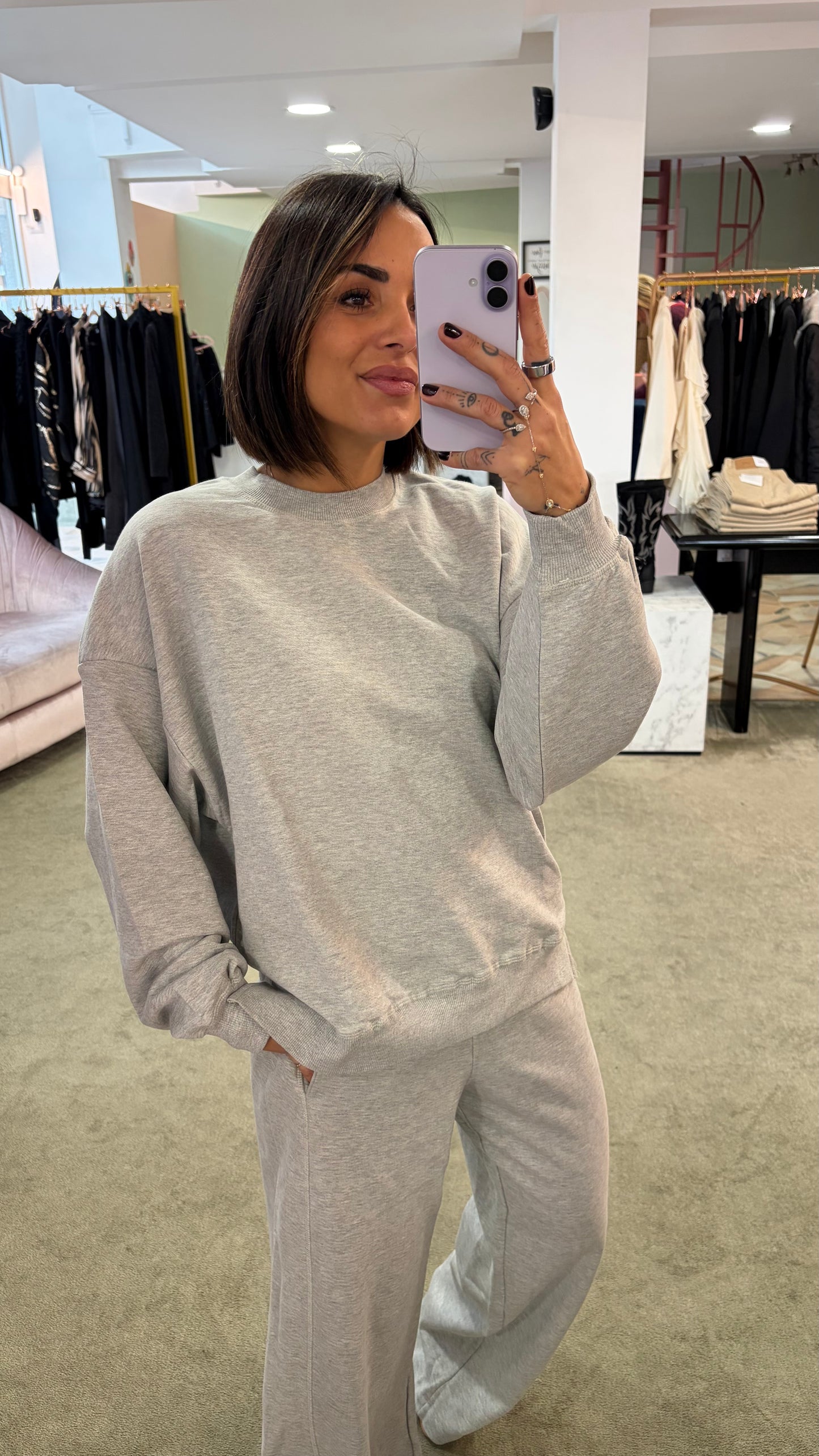 Felpa grigio chiaro girocollo jx