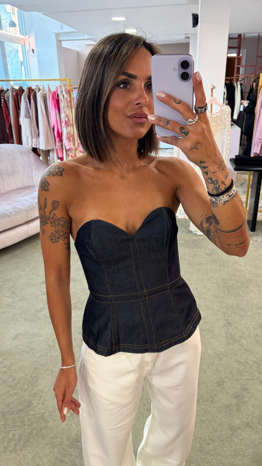 Top bustier in denim scuro gl
