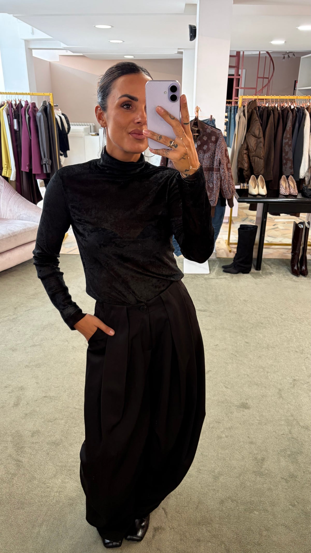 Dolcevita nero simil velluto trasparente Marsem