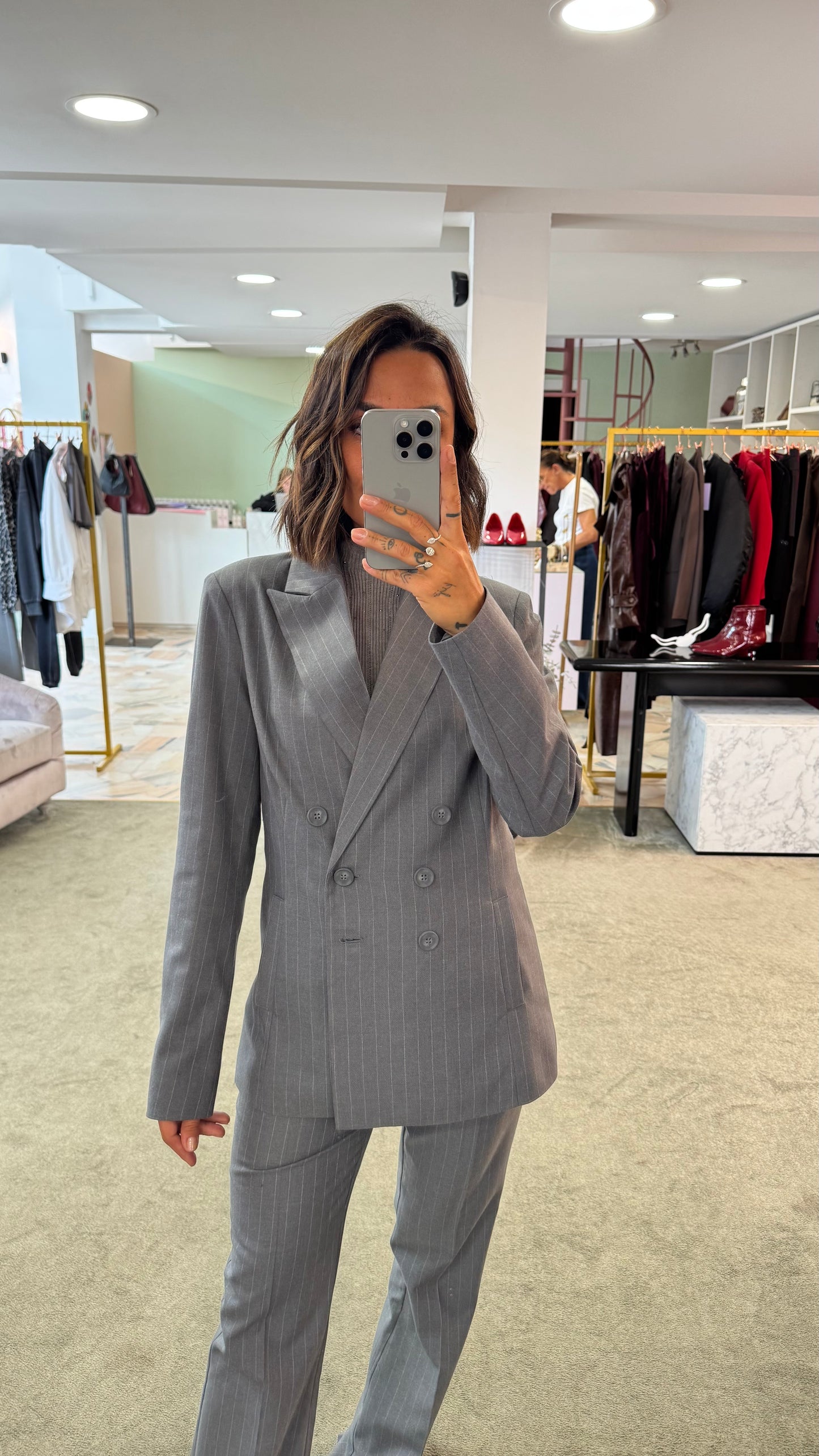 Blazer grigio gessato doppiopetto fr