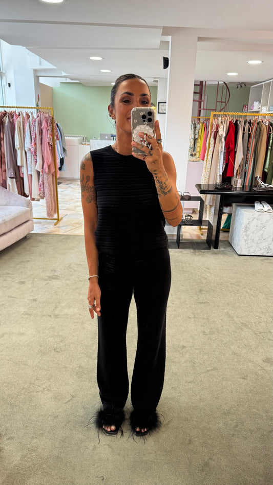 Pantaloni neri crochet jx
