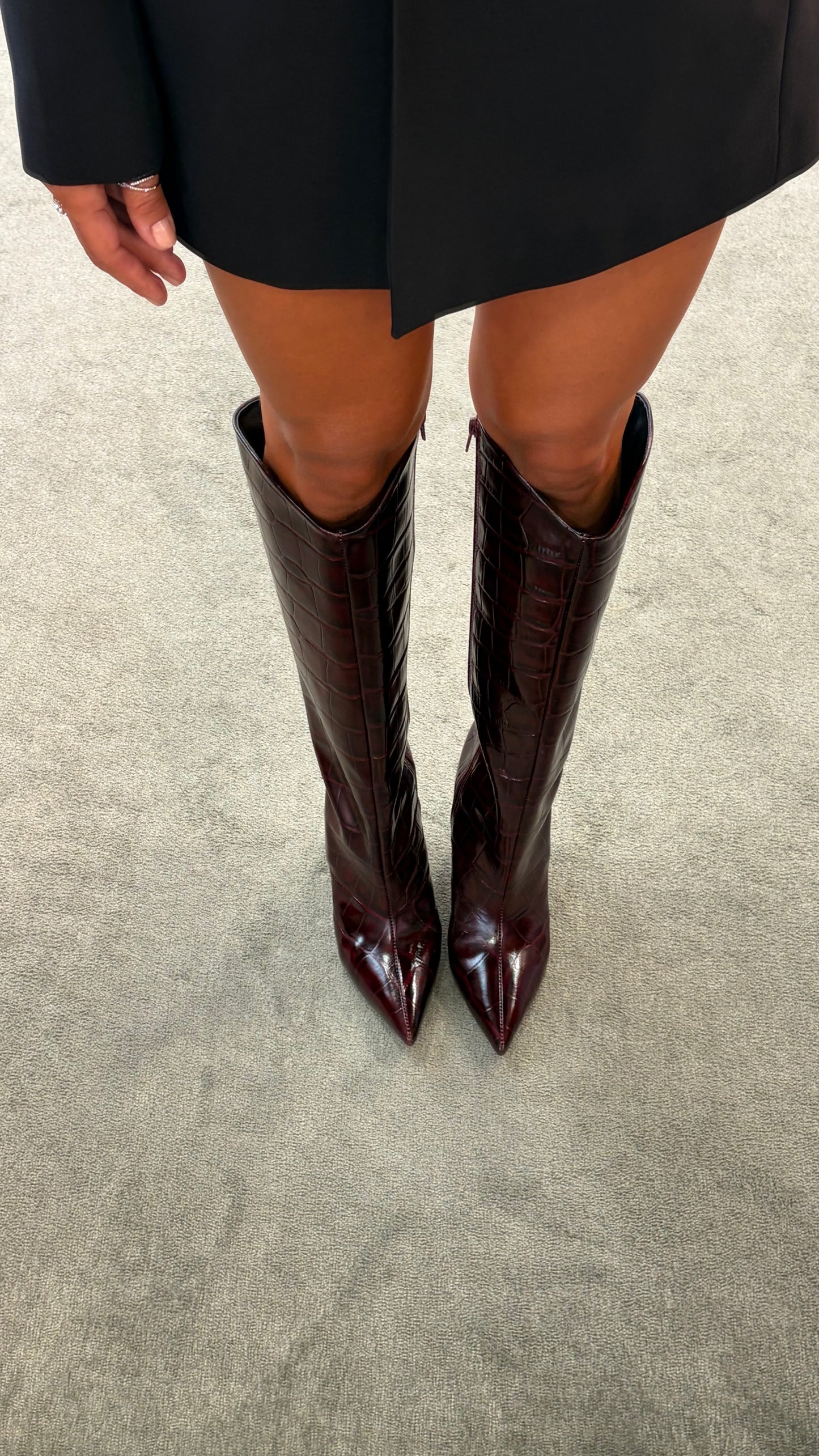 Stivale bordeaux in pelle crocco wr