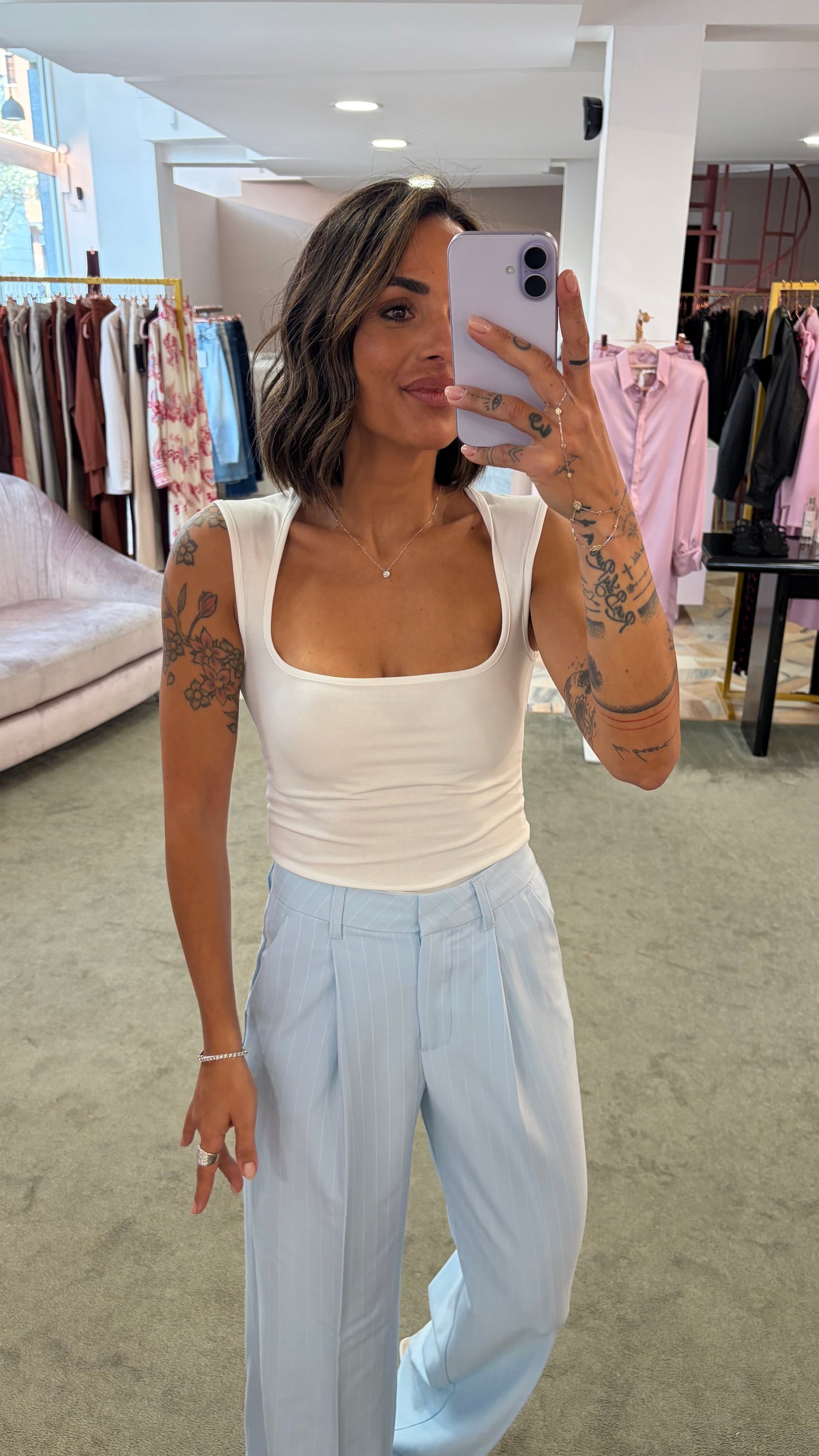 Canotta bianca isabella scollo quadrato jx