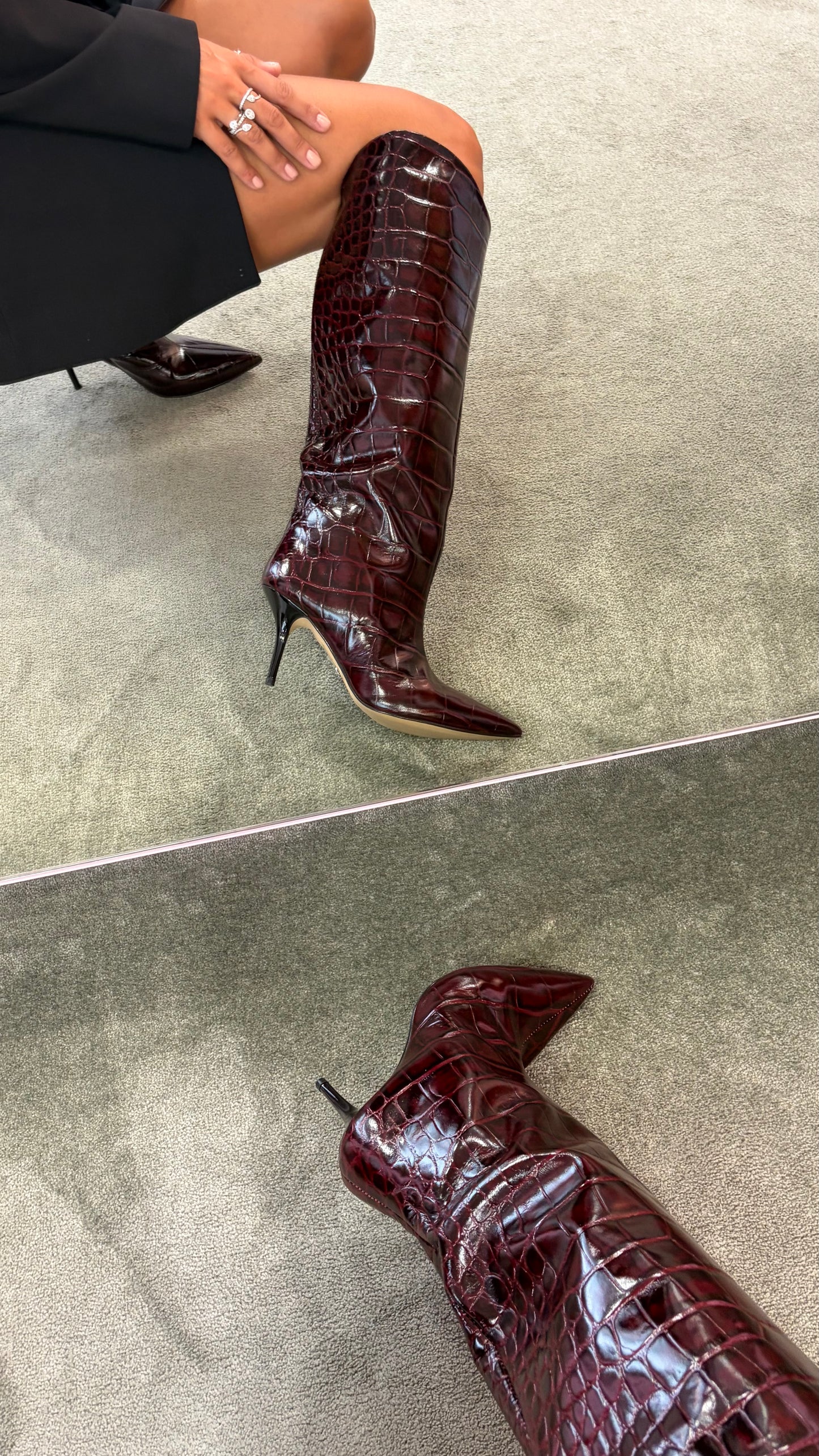 Stivale bordeaux in pelle crocco wr