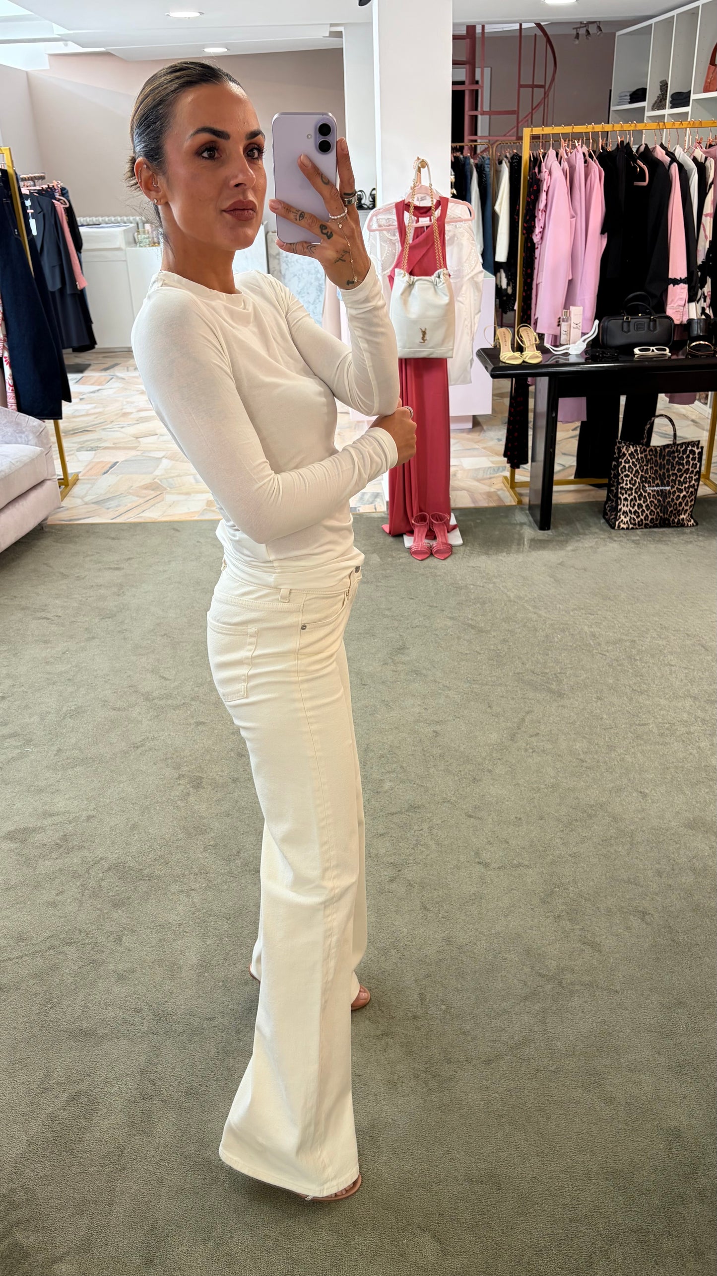 Jeans rome flare bianco panna