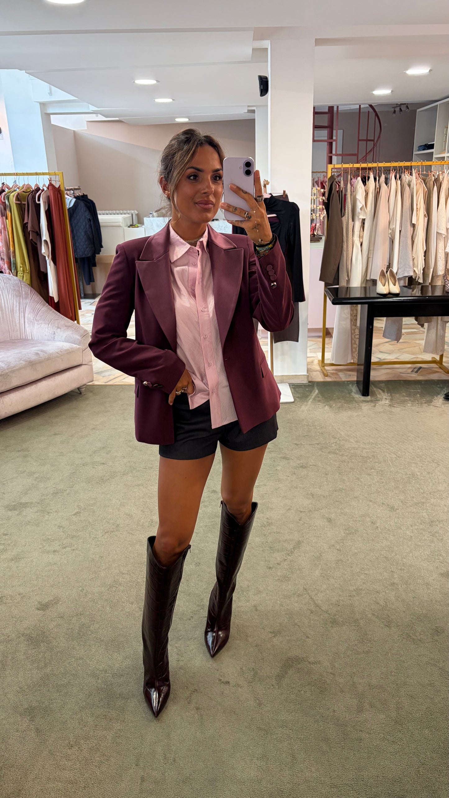 Blazer slim corto bordeaux rever in raso fr