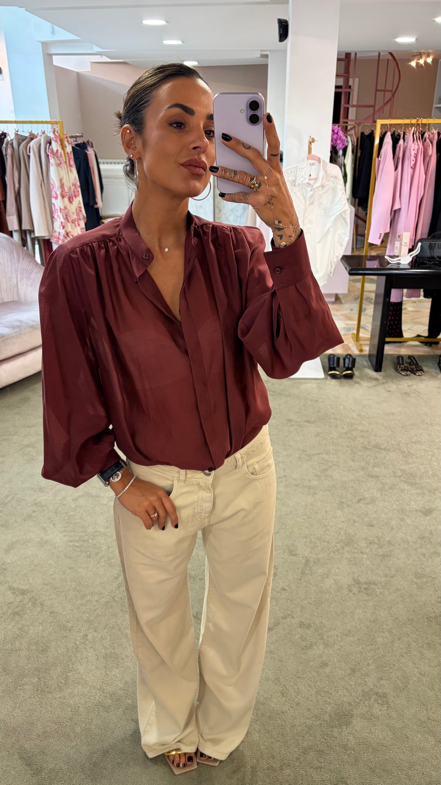 Camicia bordeaux scollo coreana Marsem