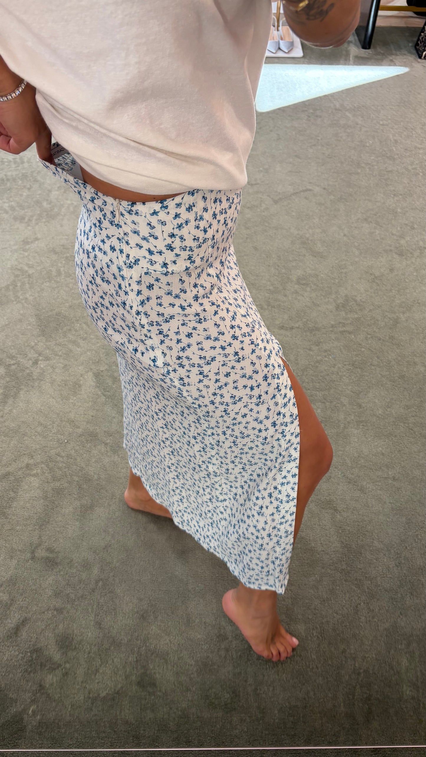 Gonna midi roxana MAR DE MARGARITAS bianca con fiorellini