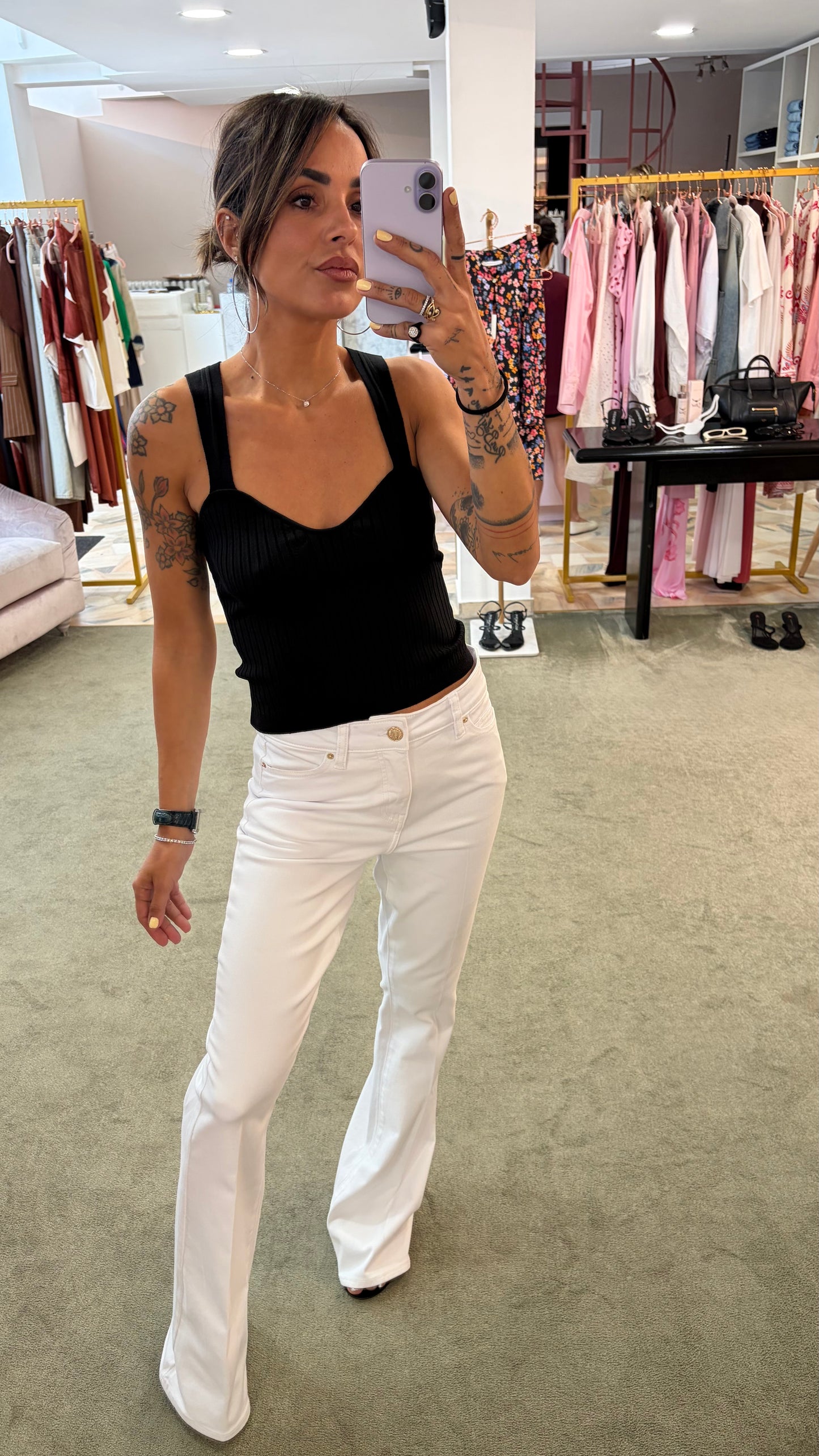 Jeans a zampa bianco elasticizzato fr pe26
