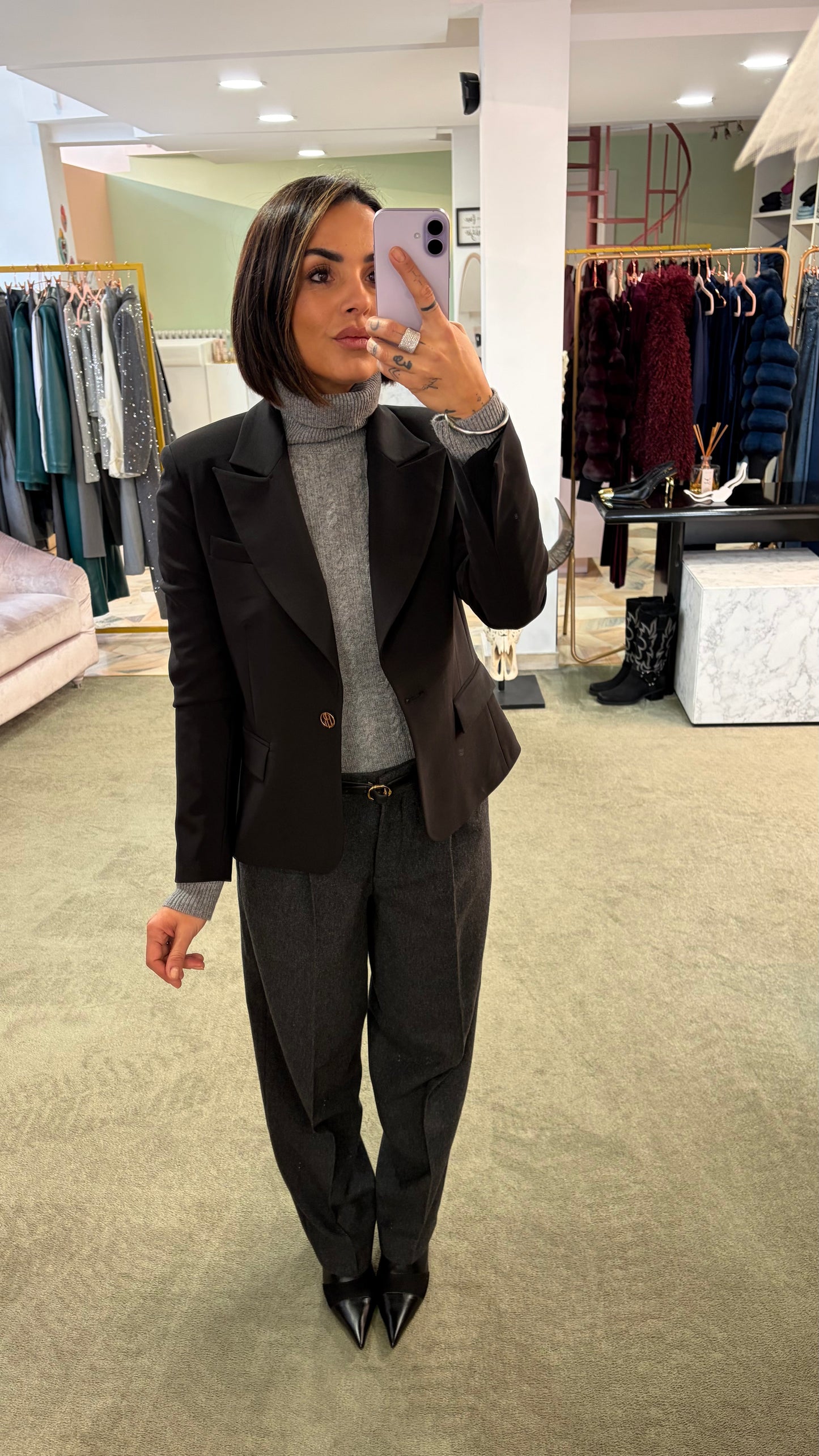 Blazer nero slim corto  fr