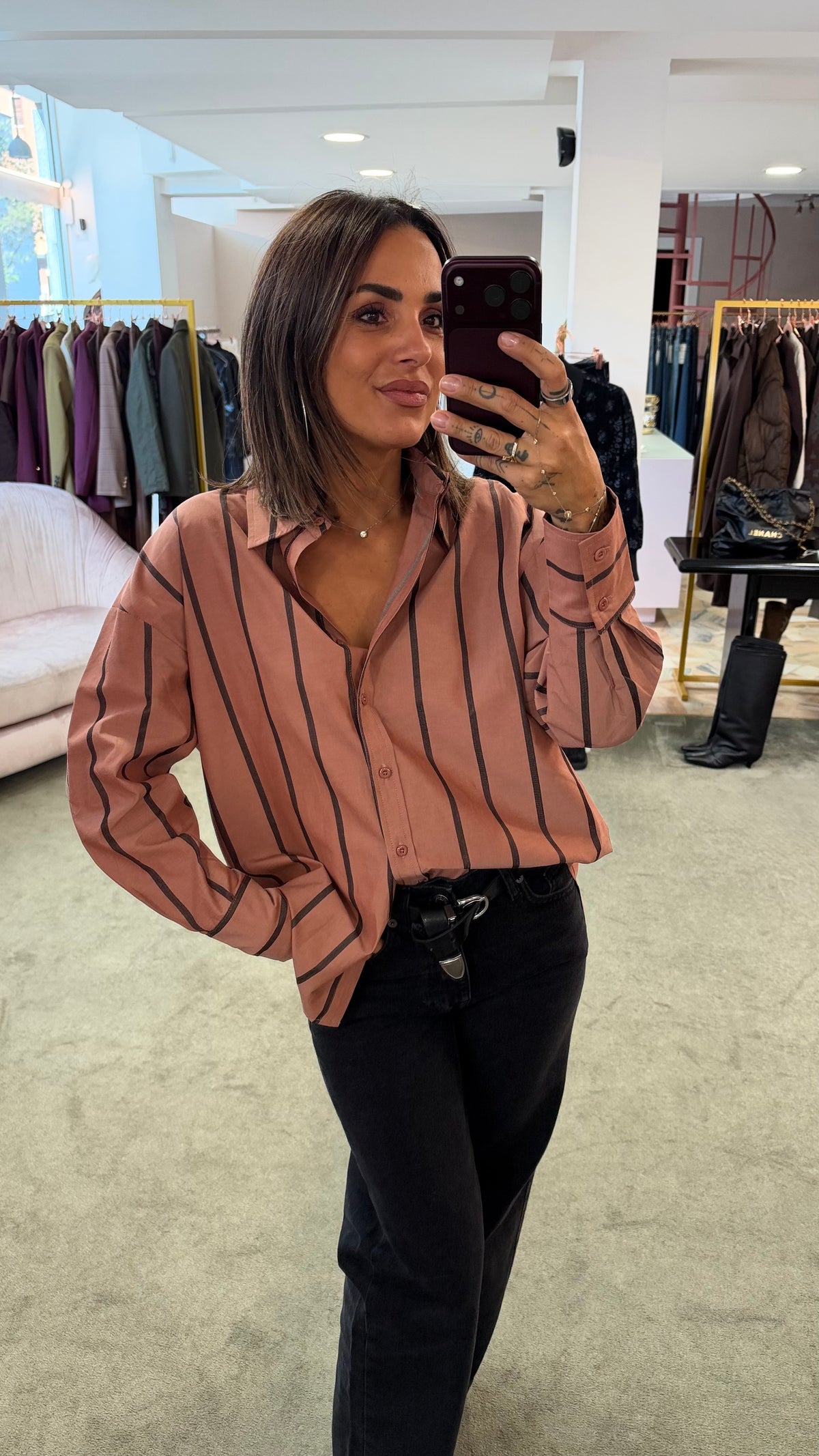 Camicia rosa blush a righe ay