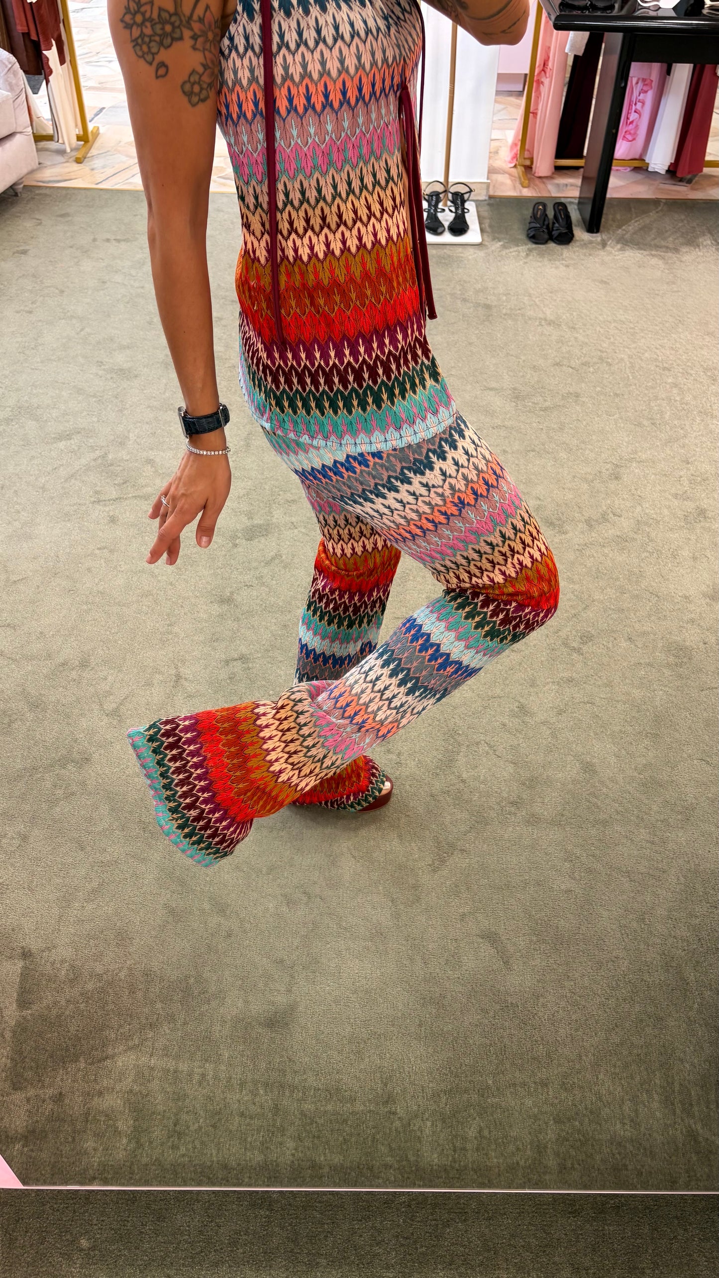 Pantaloni a zampa multicolor missoni vibes ks