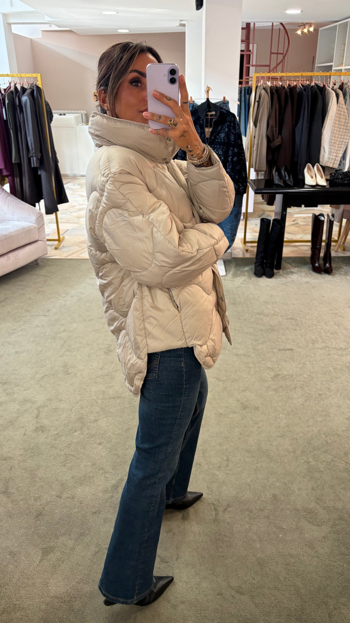 Piumino stella beige trapuntato jx