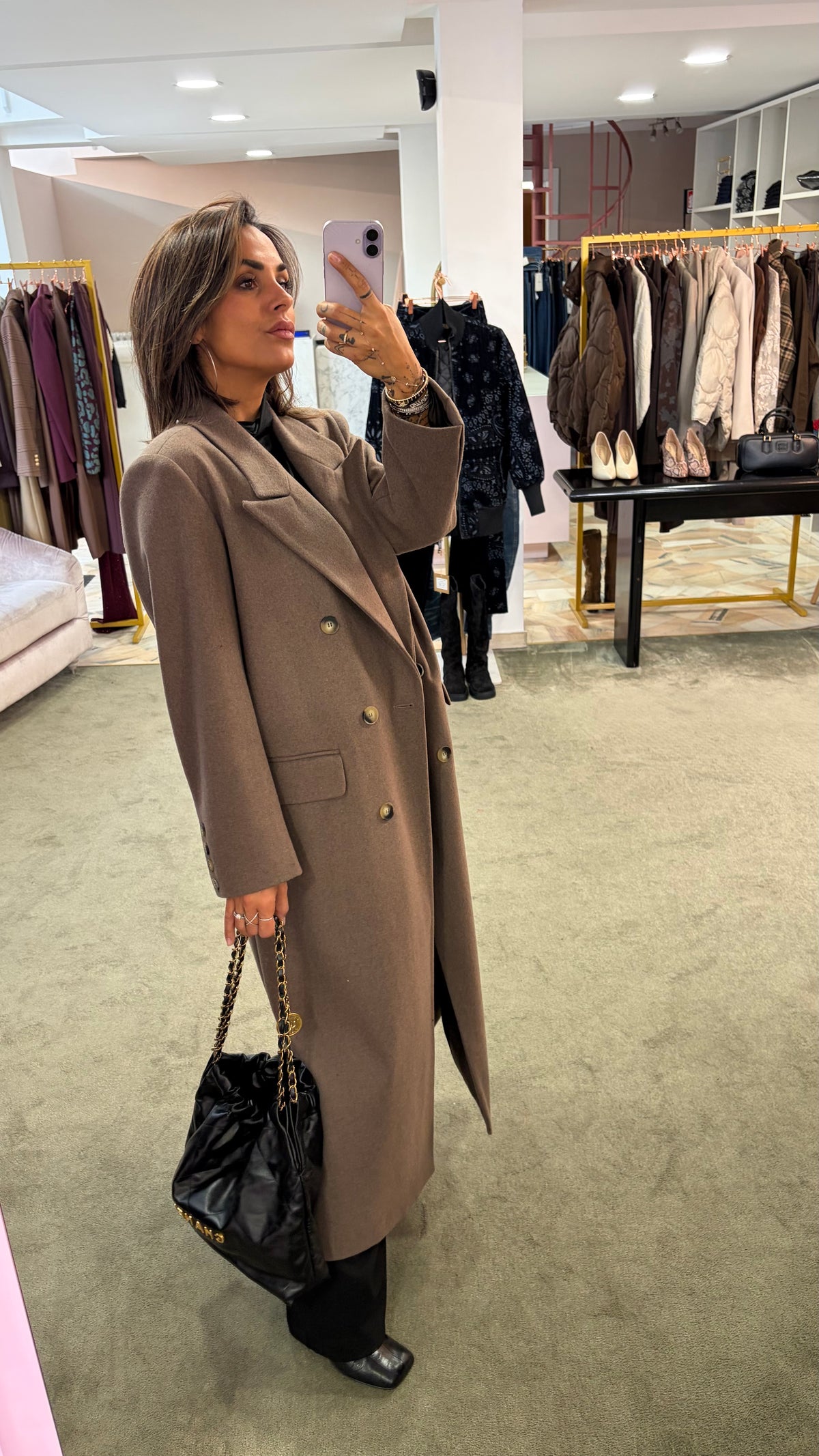 Cappotto lungo tortora doppiopetto Actualee