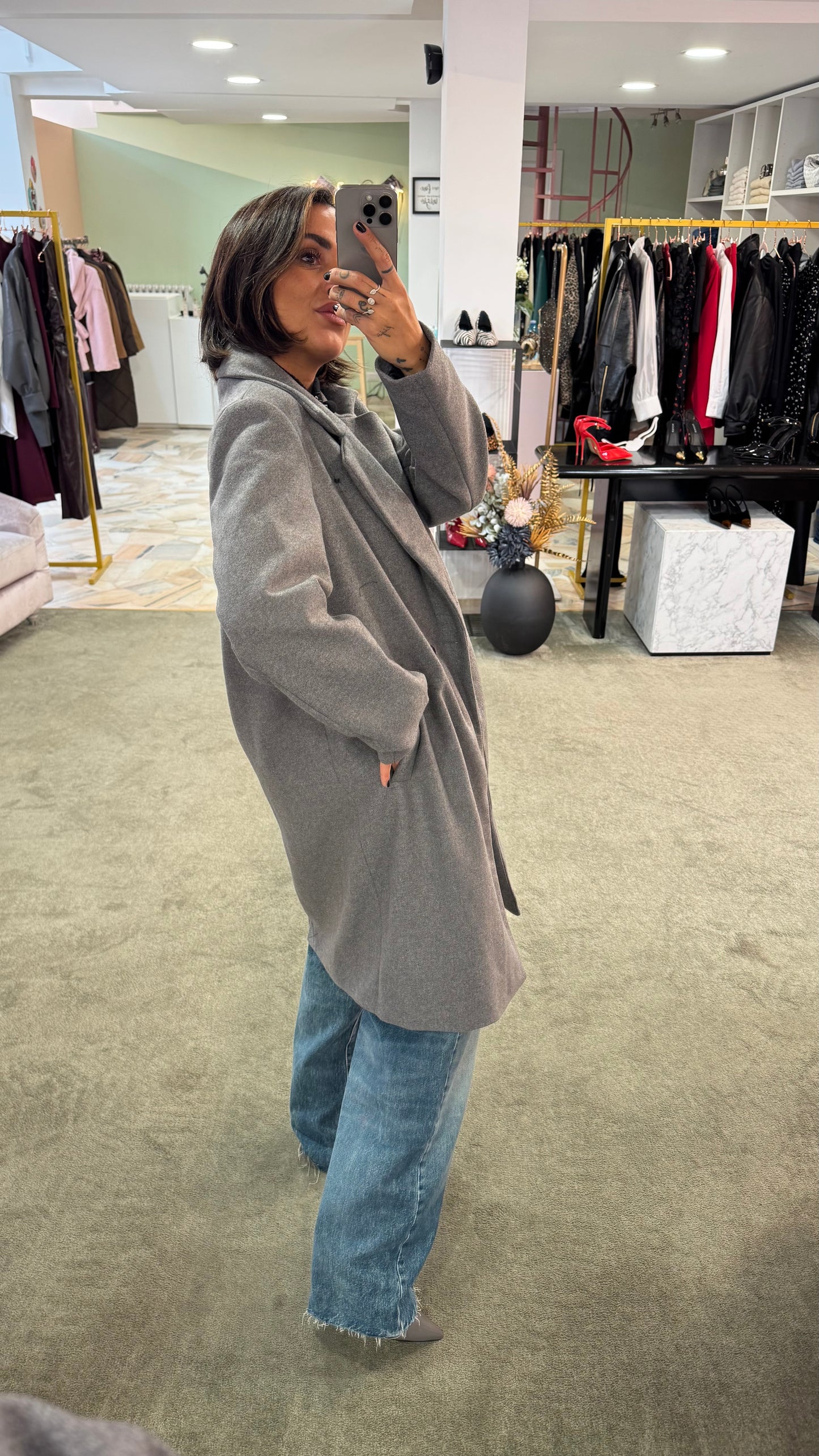 Cappotto grigio midi jx
