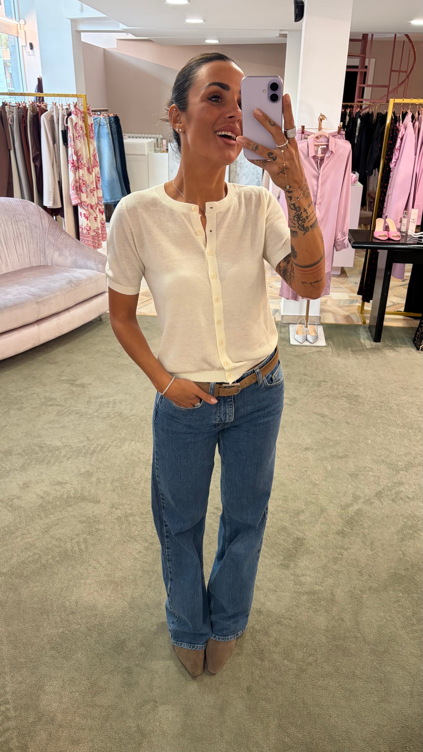 Cardigan panna manica corta glp