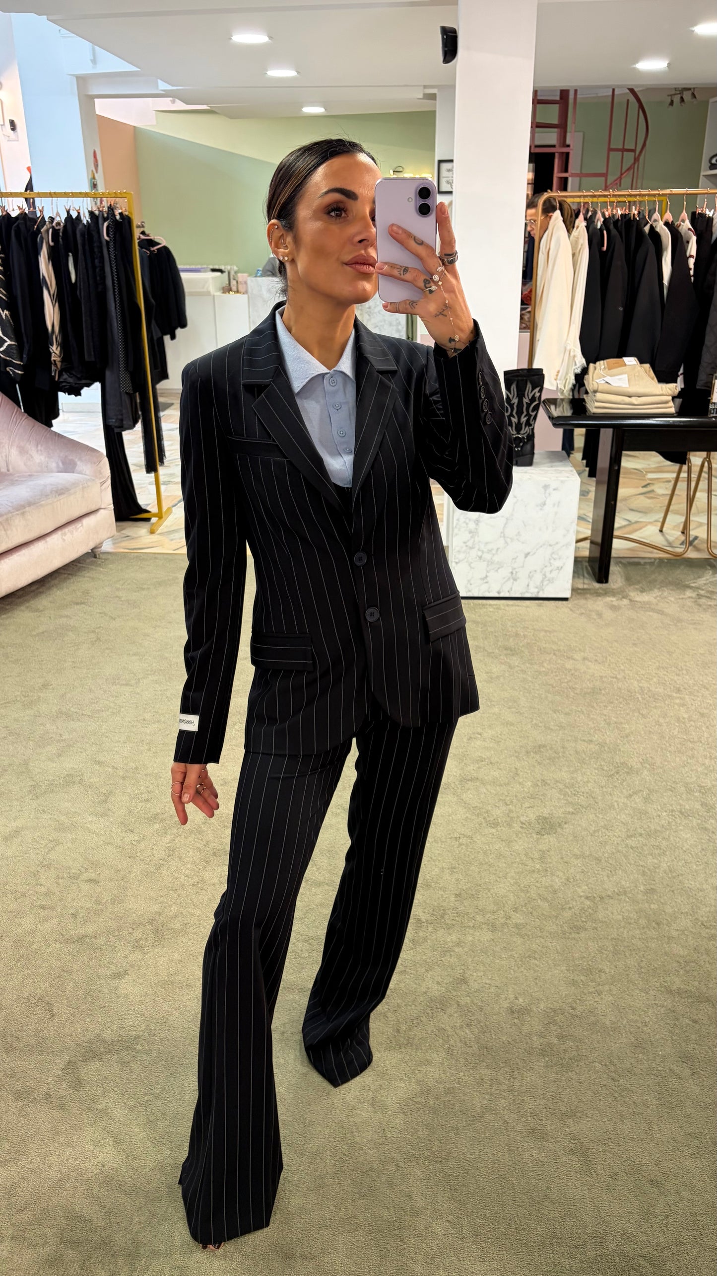 Blazer monopetto blu notte Hinnominate gessato