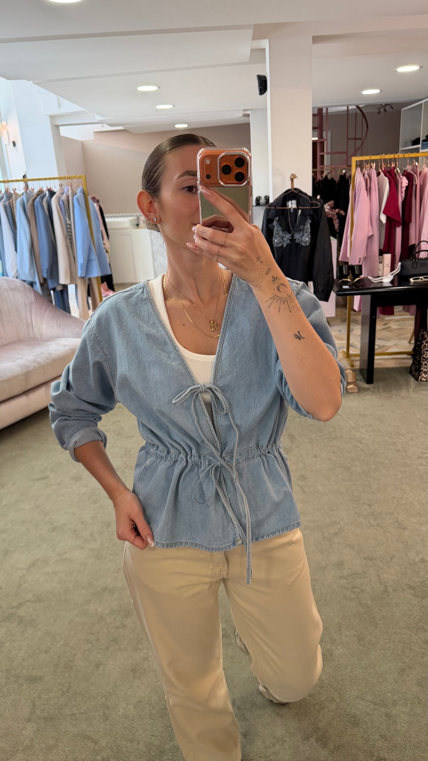 Camicia giacchino  in jeans con fiocchi jx