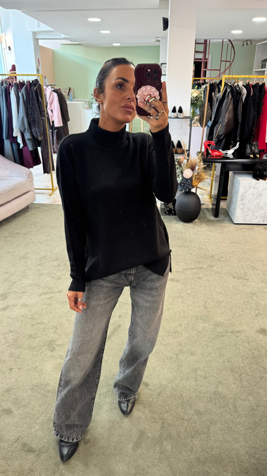 Maglione lupetto nero sy